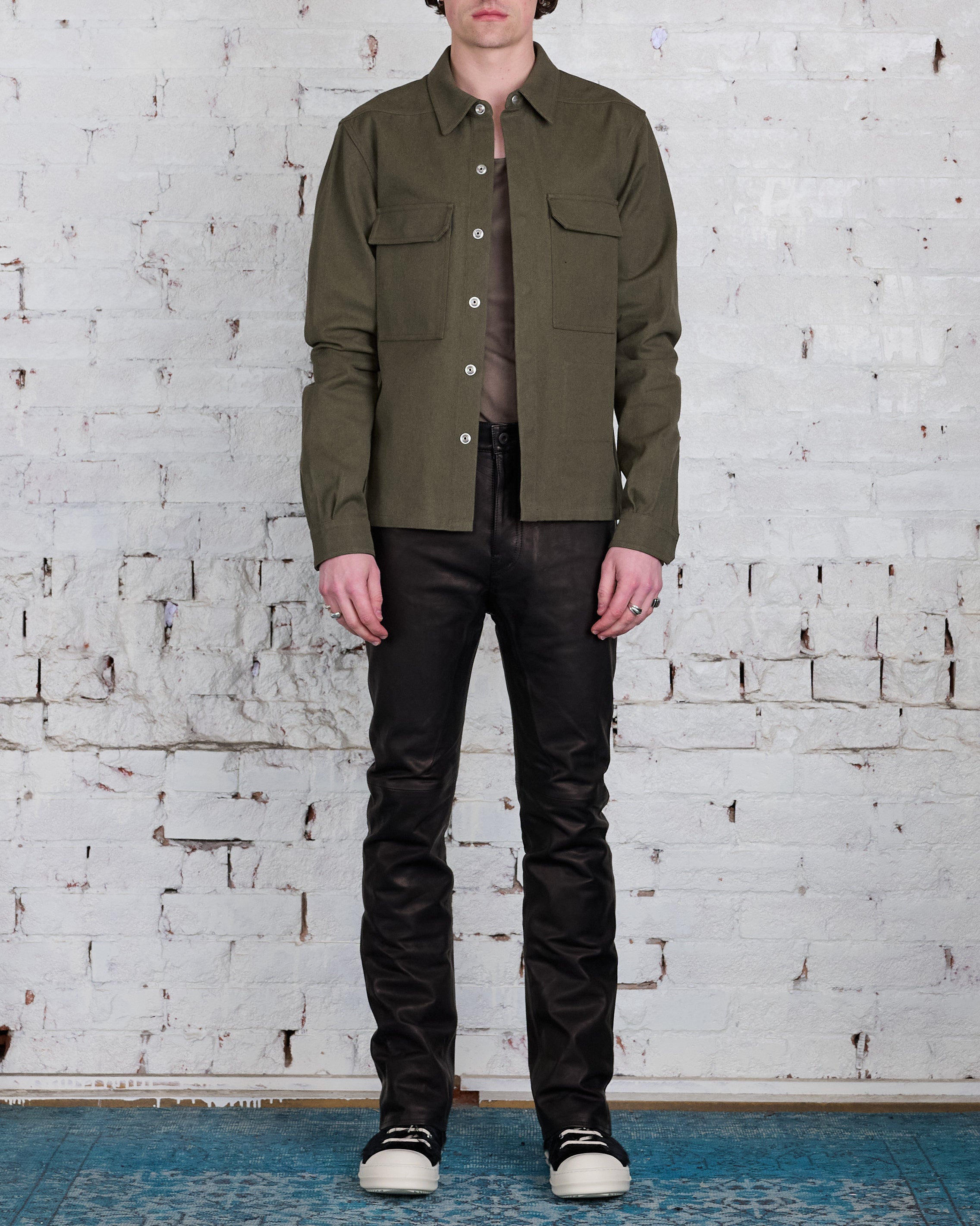 Rick Owens Bonotto Cropped Outershirt CTW Olive Drab