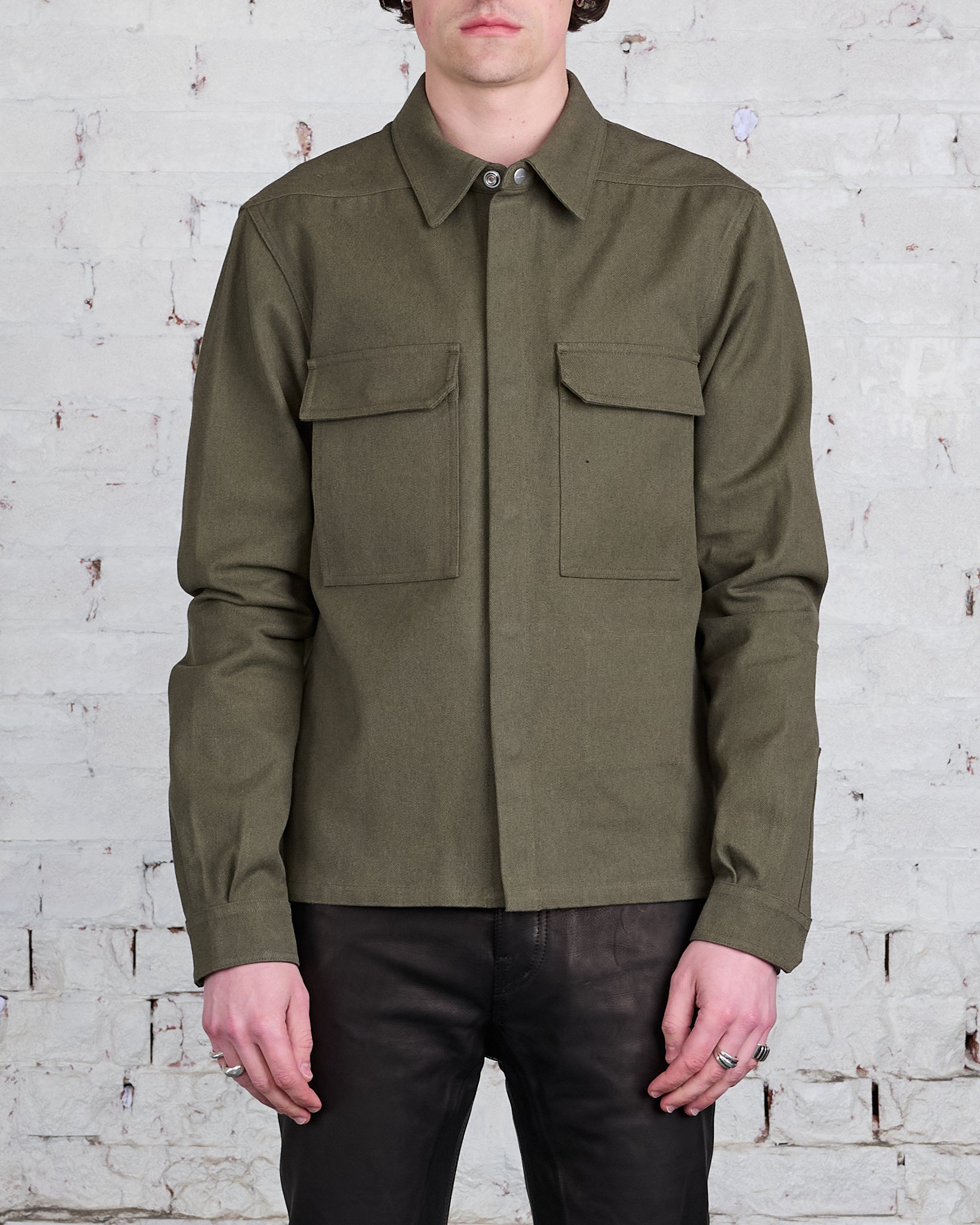 Rick Owens Bonotto Cropped Outershirt CTW Olive Drab