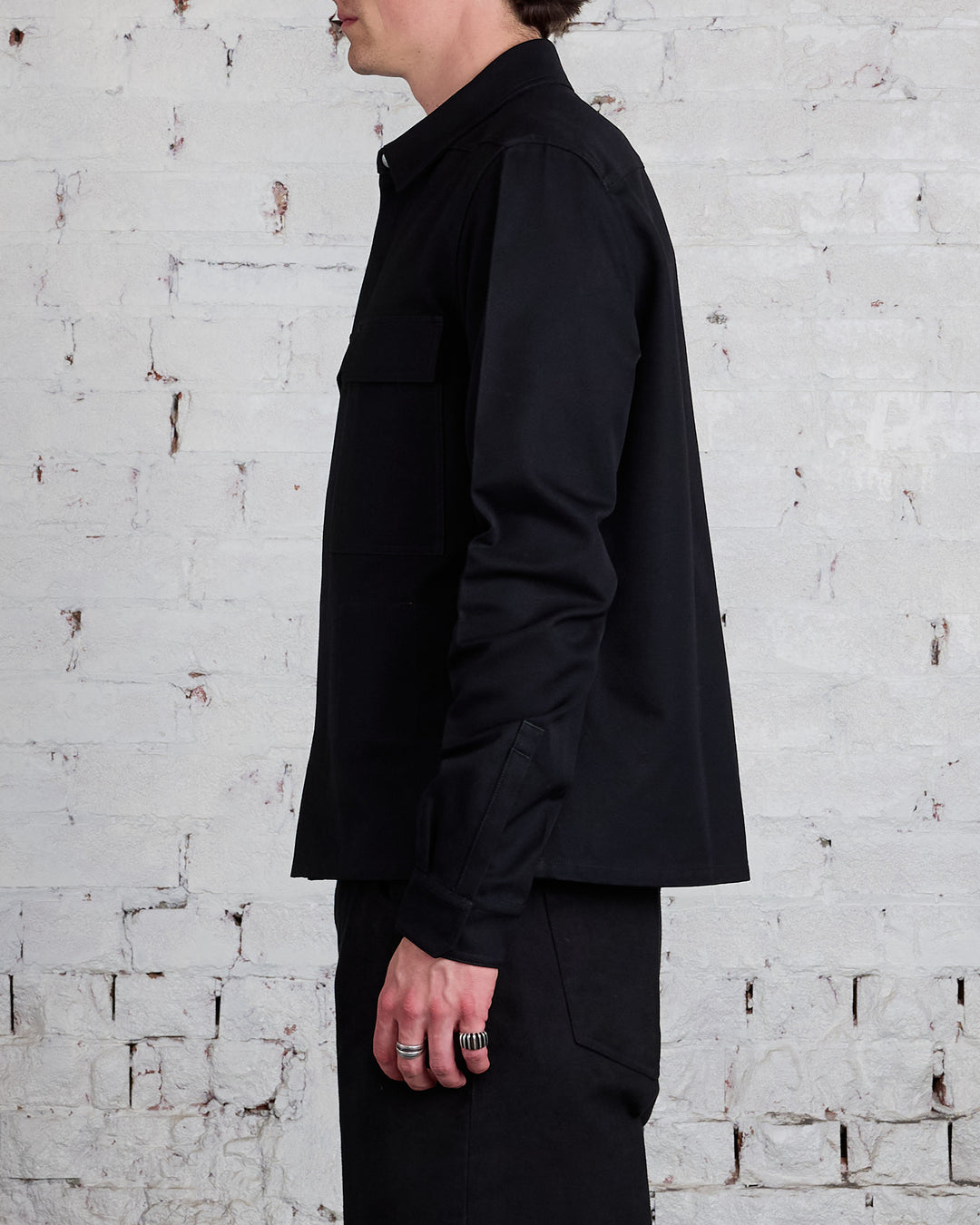 Rick Owens Bonotto Cropped Workshirt Terrain Cotton Black