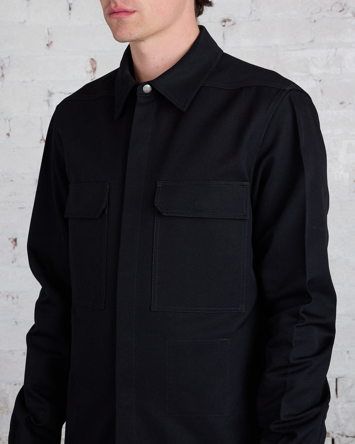 Rick Owens Bonotto Cropped Workshirt Terrain Cotton Black