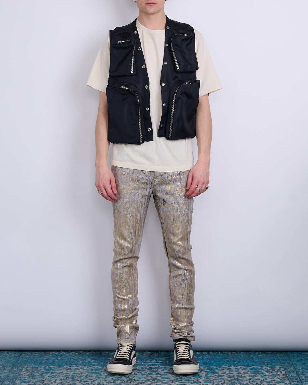 Rick Owens Cargo Vest Silk Gazar Black