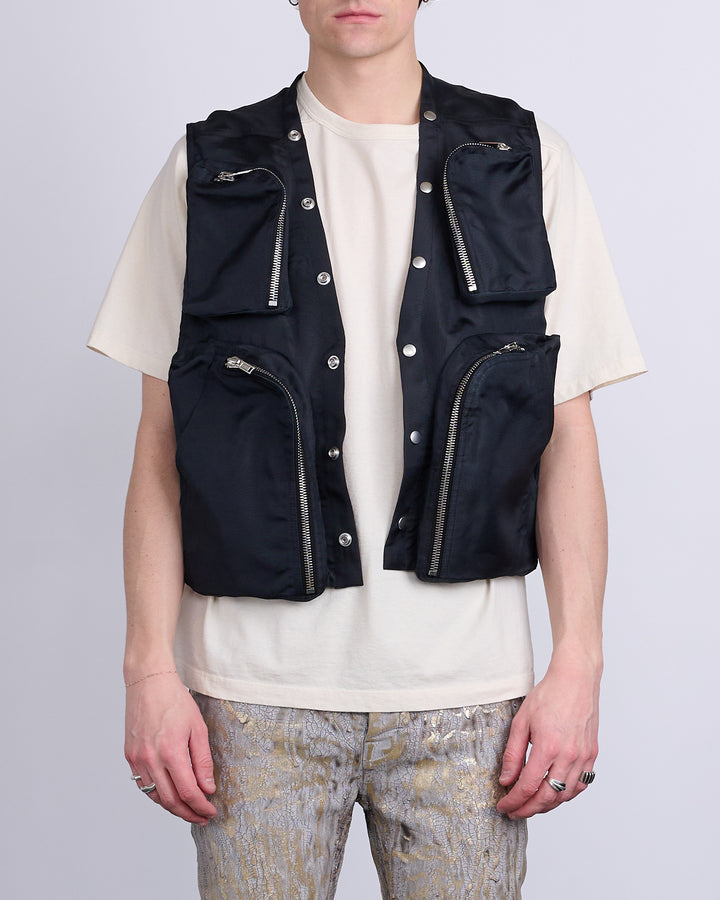 Rick Owens Cargo Vest Silk Gazar Black