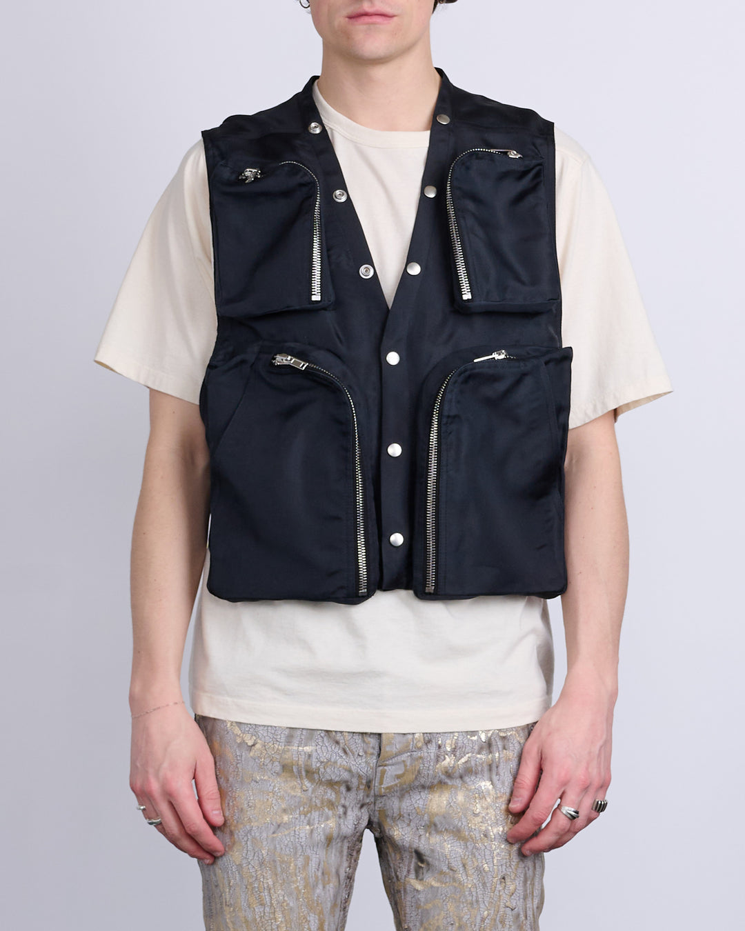 Rick Owens Cargo Vest Silk Gazar Black