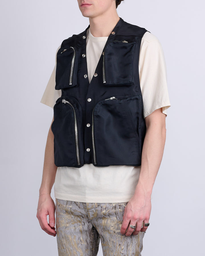 Rick Owens Cargo Vest Silk Gazar Black