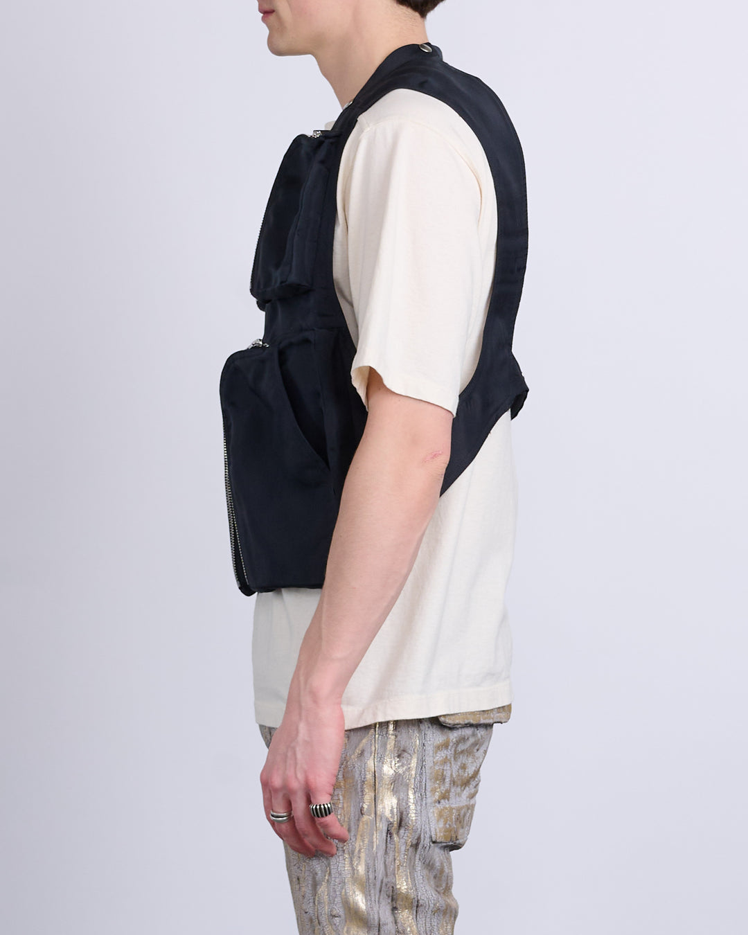 Rick Owens Cargo Vest Silk Gazar Black