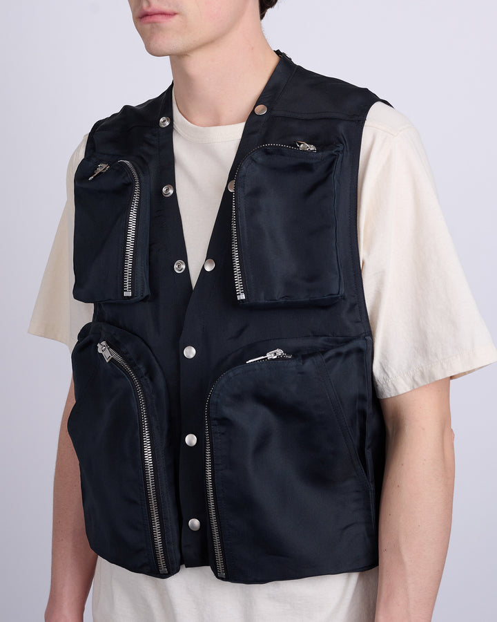 Rick Owens Cargo Vest Silk Gazar Black