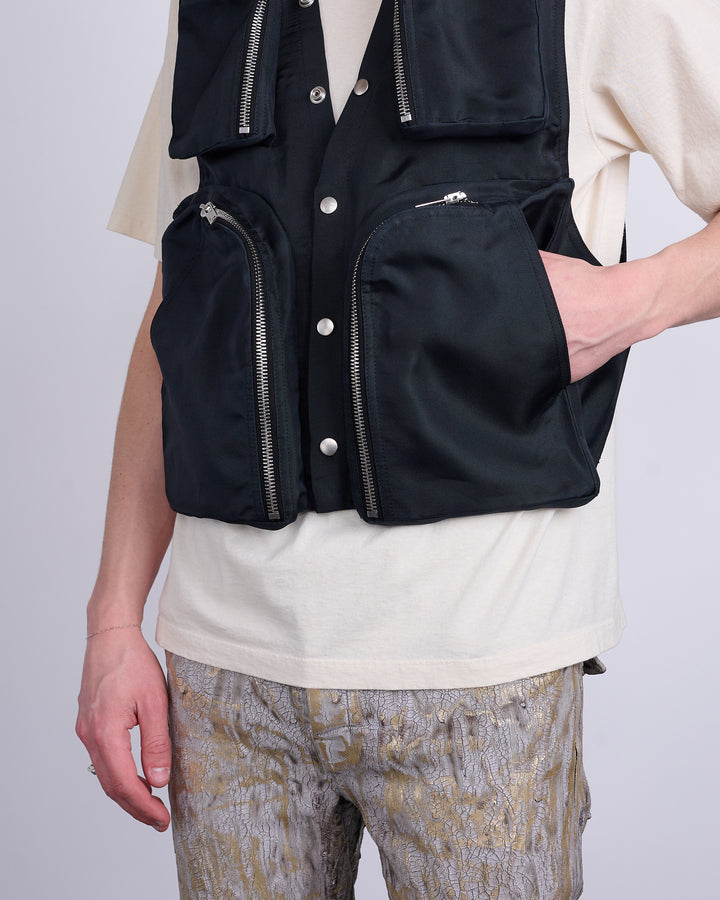 Rick Owens Cargo Vest Silk Gazar Black