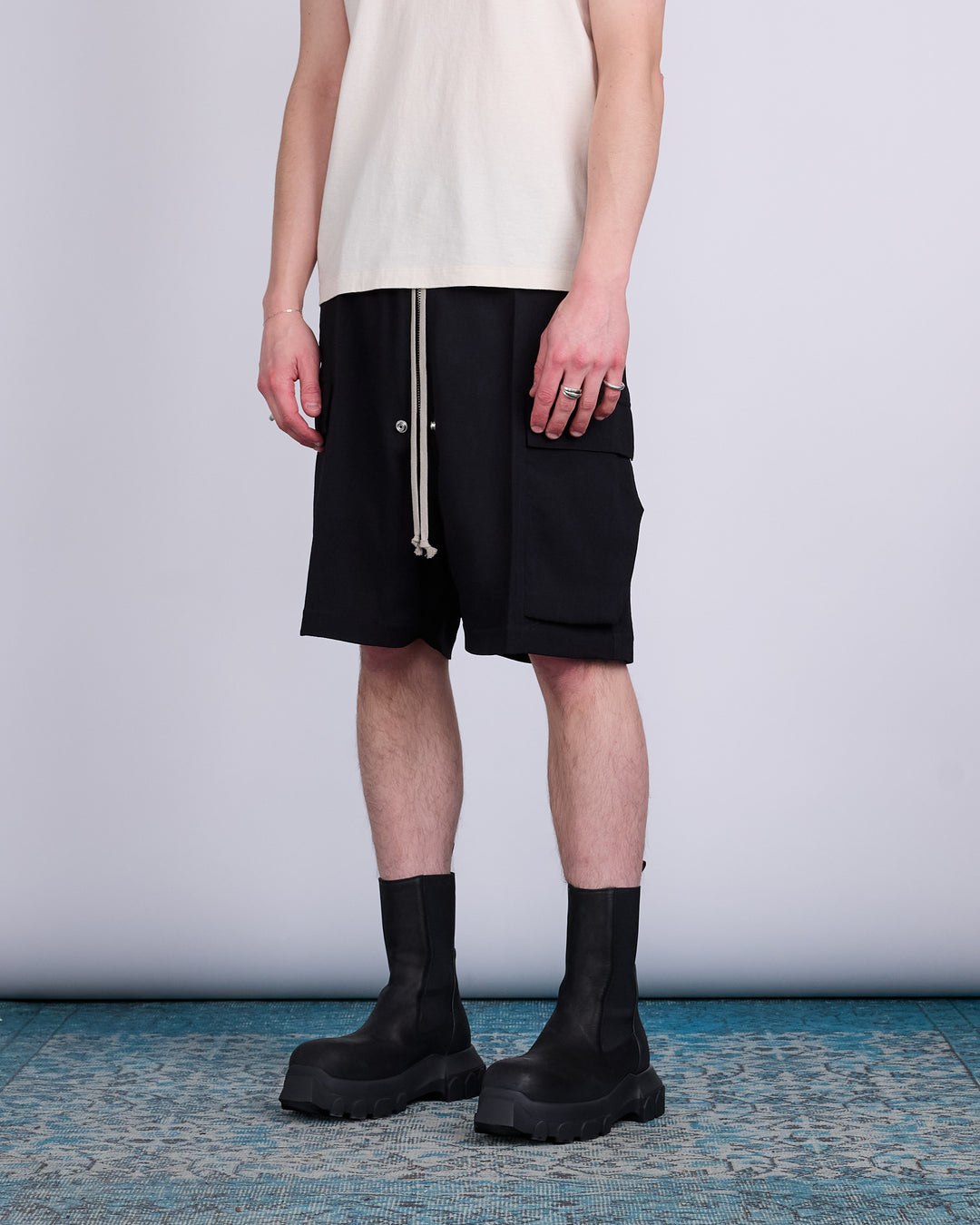 Rick Owens Cargobela Short Wool Sable Black