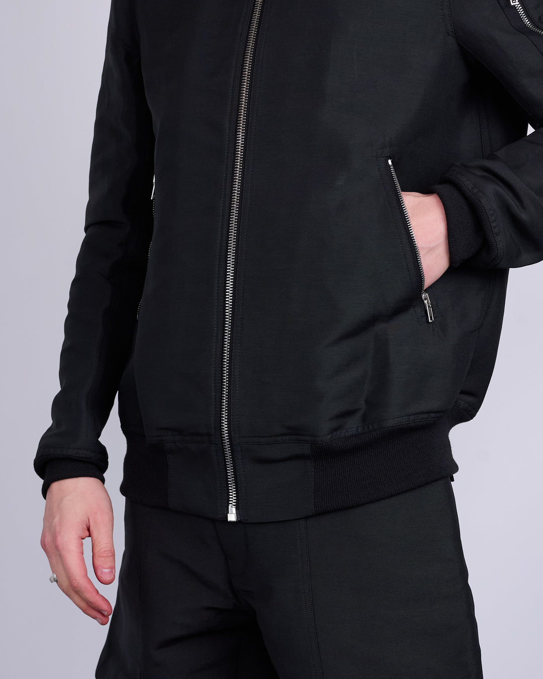 Rick Owens Classic Flight Jacket Heavy Faille Black