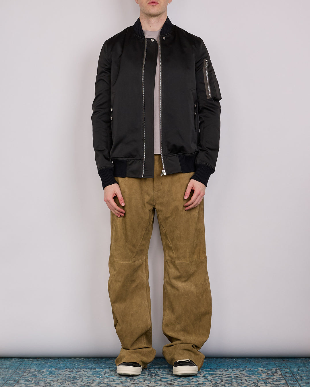 Rick Owens Classic Flight Jacket Tech Duchesse Black