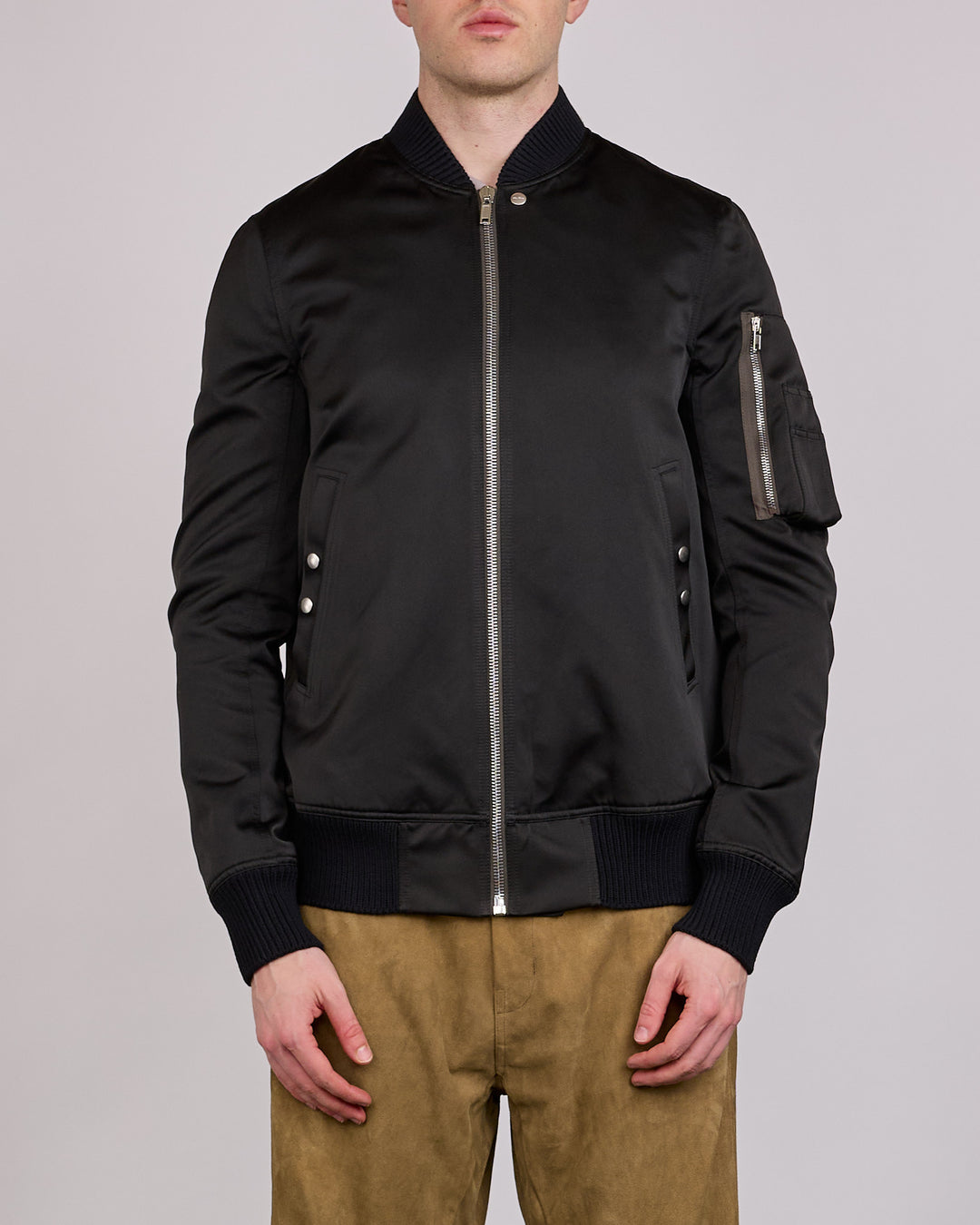 Rick Owens Classic Flight Jacket Tech Duchesse Black
