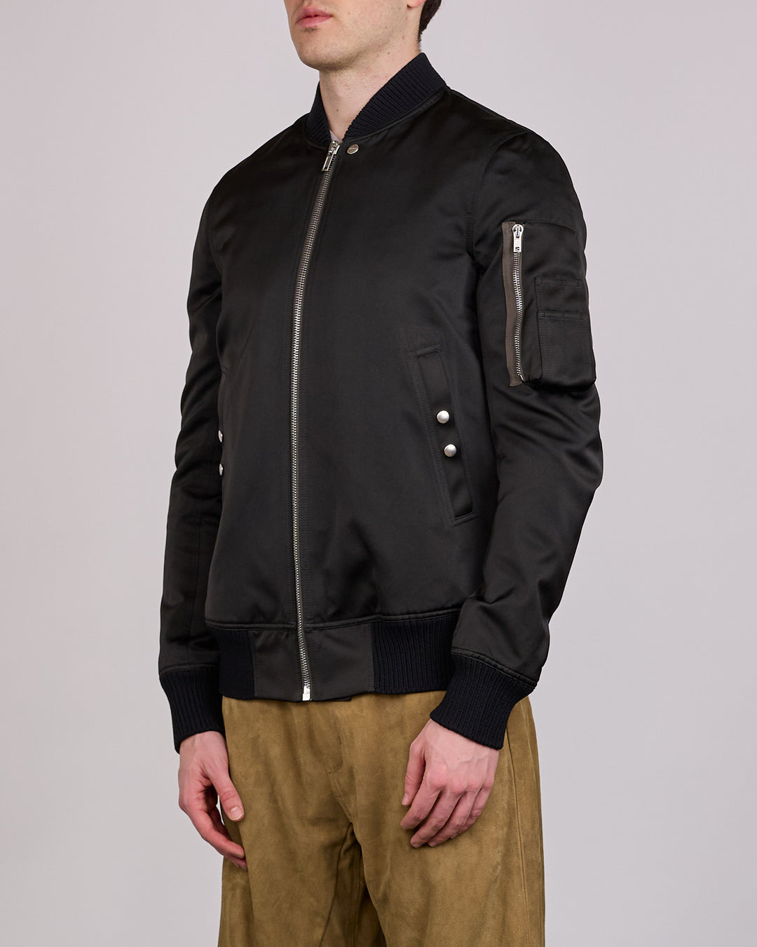 Rick Owens Classic Flight Jacket Tech Duchesse Black