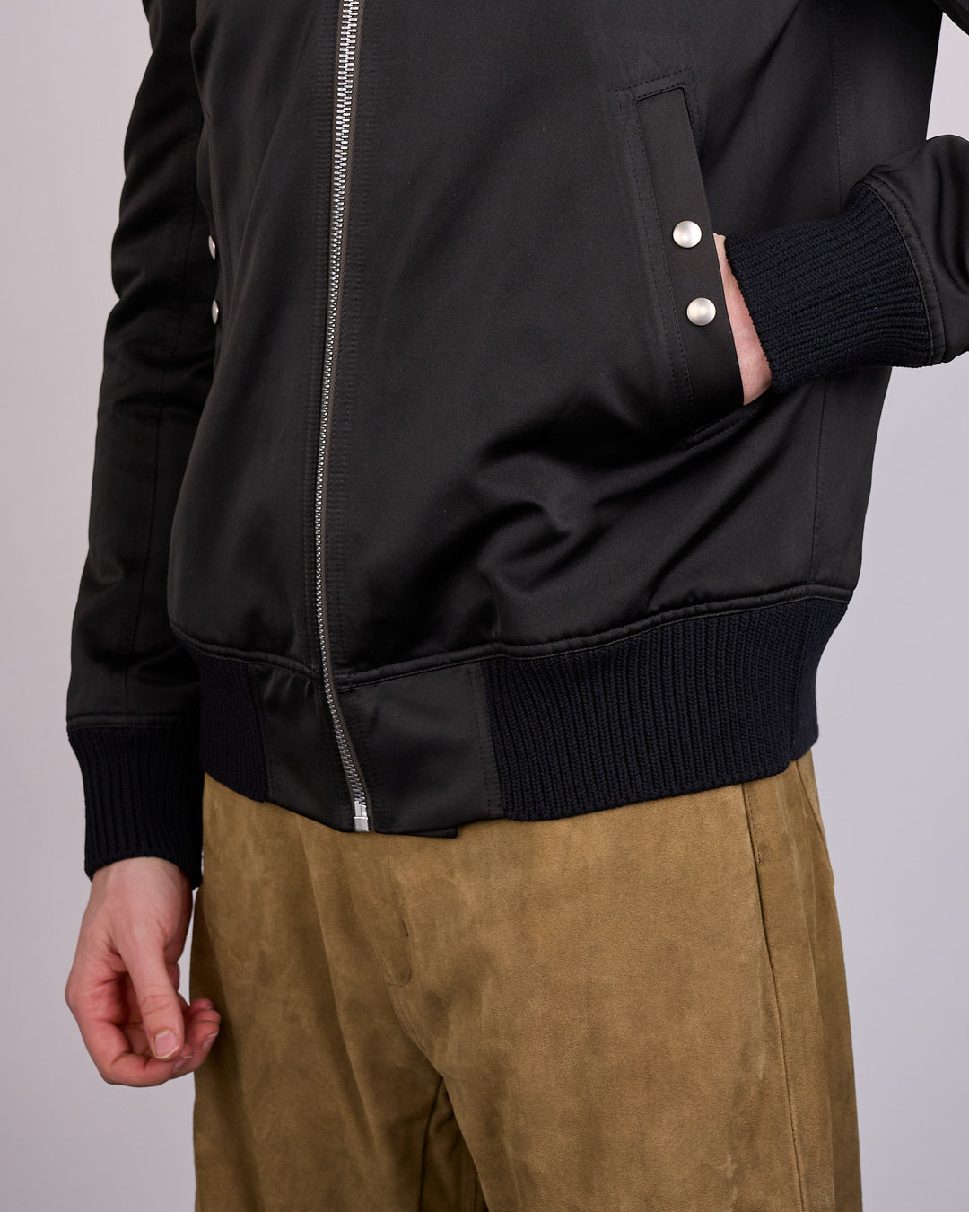Rick Owens Classic Flight Jacket Tech Duchesse Black