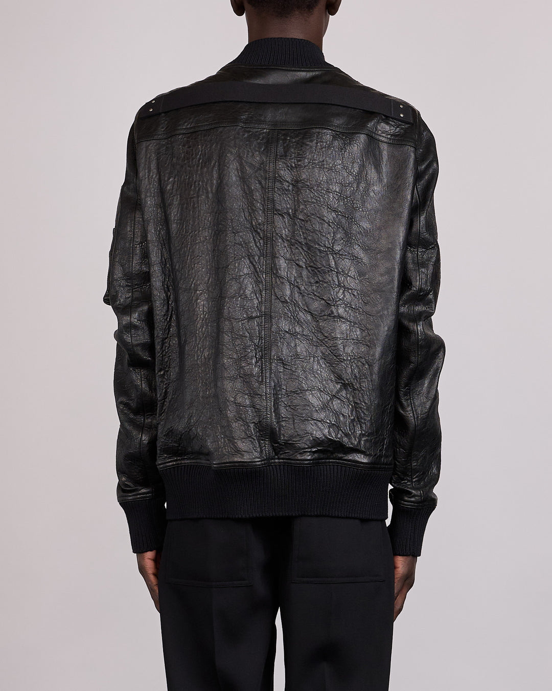 Rick Owens Classic Flight Jacket Tumbled Lamb Leather Black