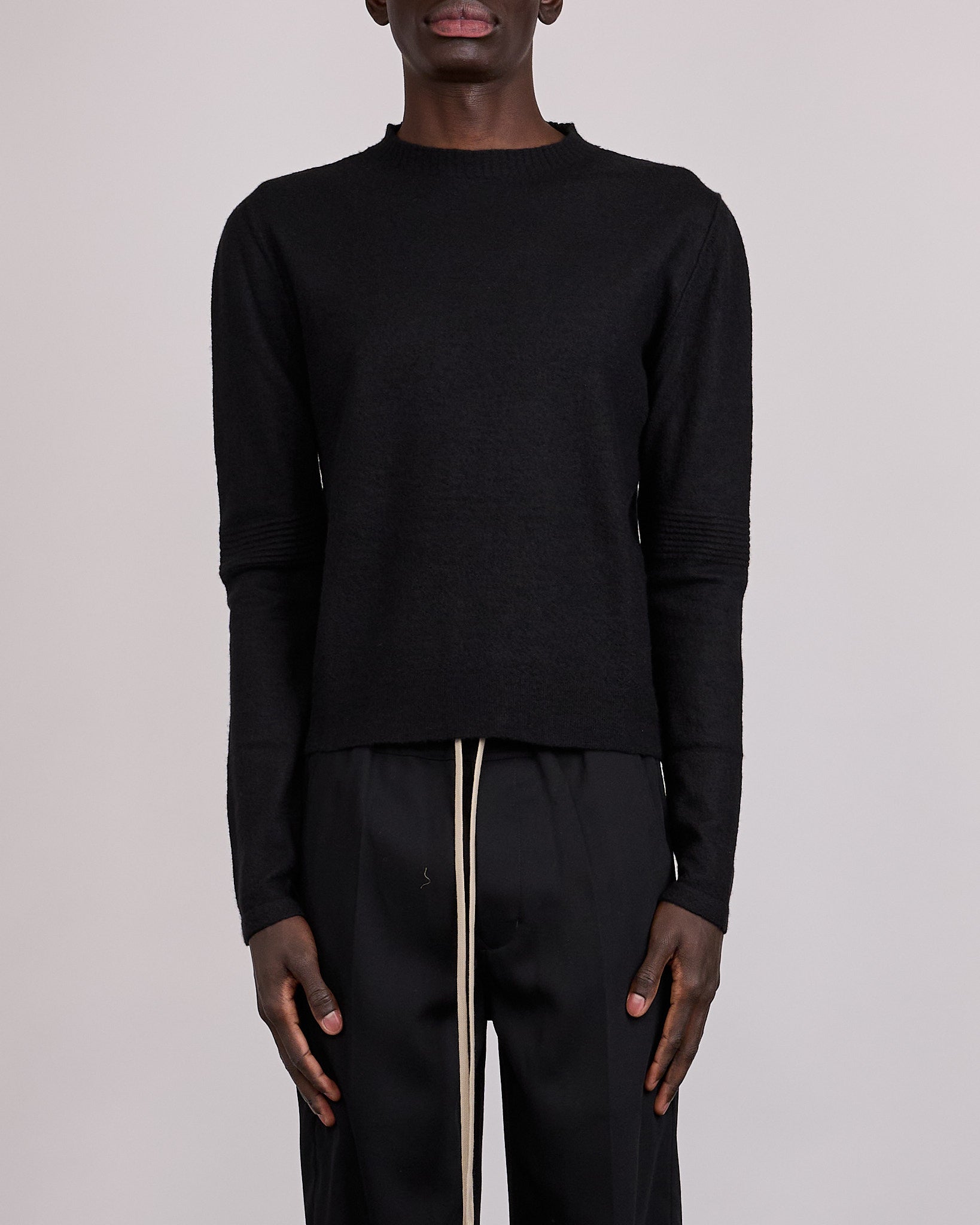 トップス rick Rick Owens Cropped Biker Cashmere Sweater Black – LESS 17