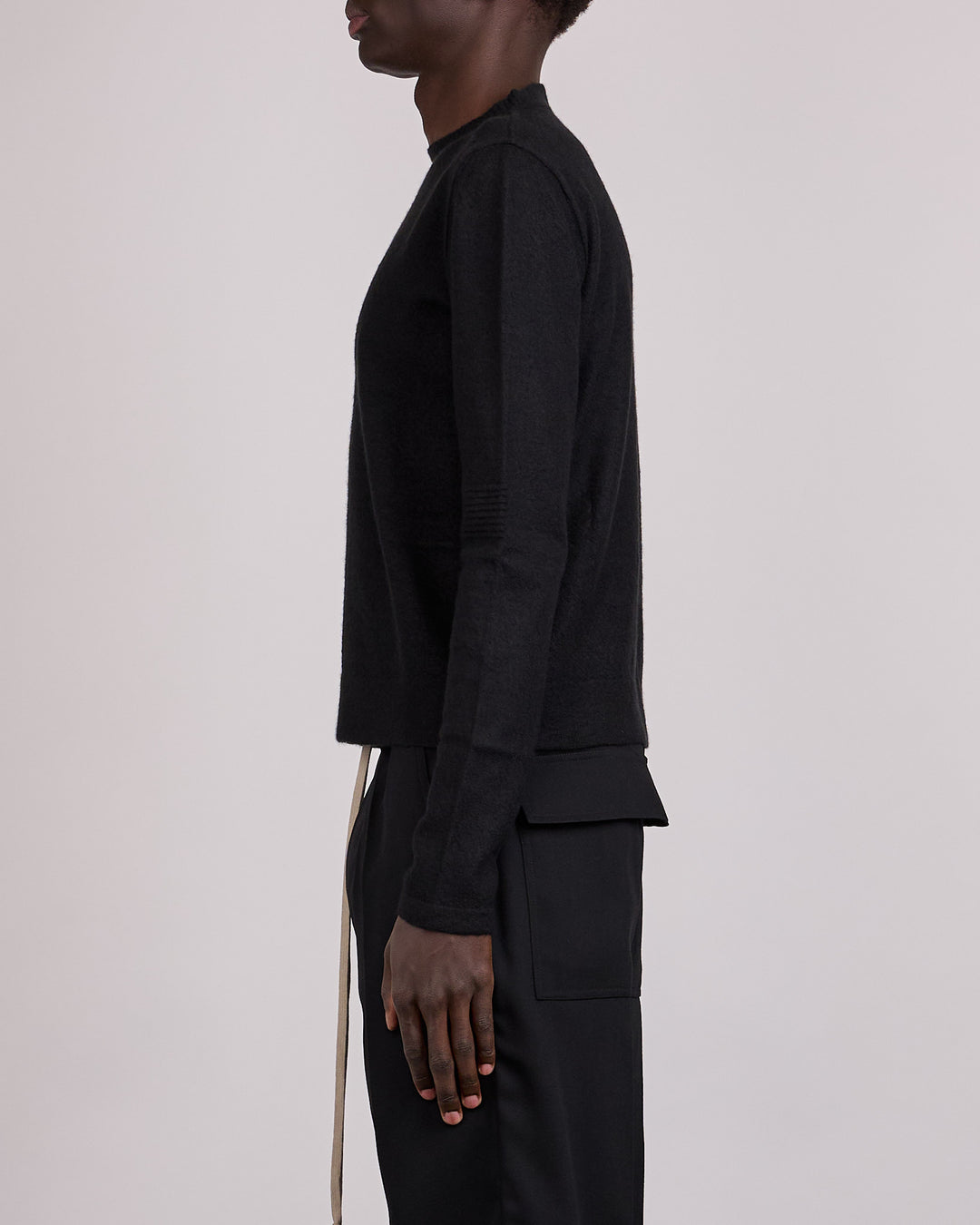 Rick Owens Cropped Biker Cashmere Sweater Black