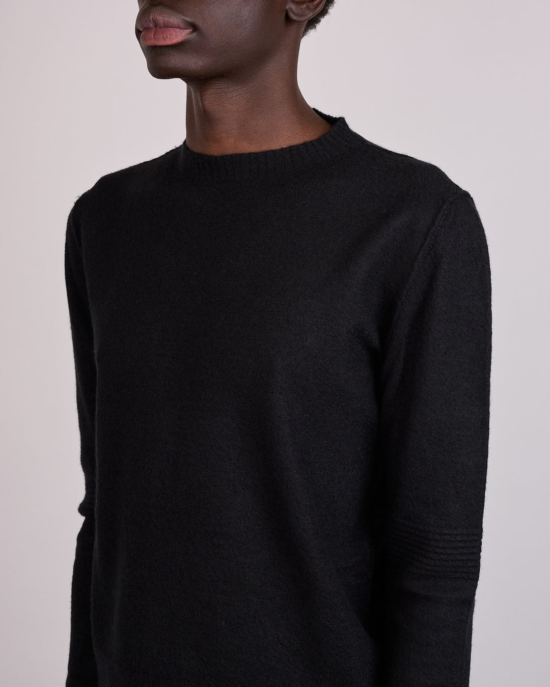 Rick Owens Cropped Biker Cashmere Sweater Black