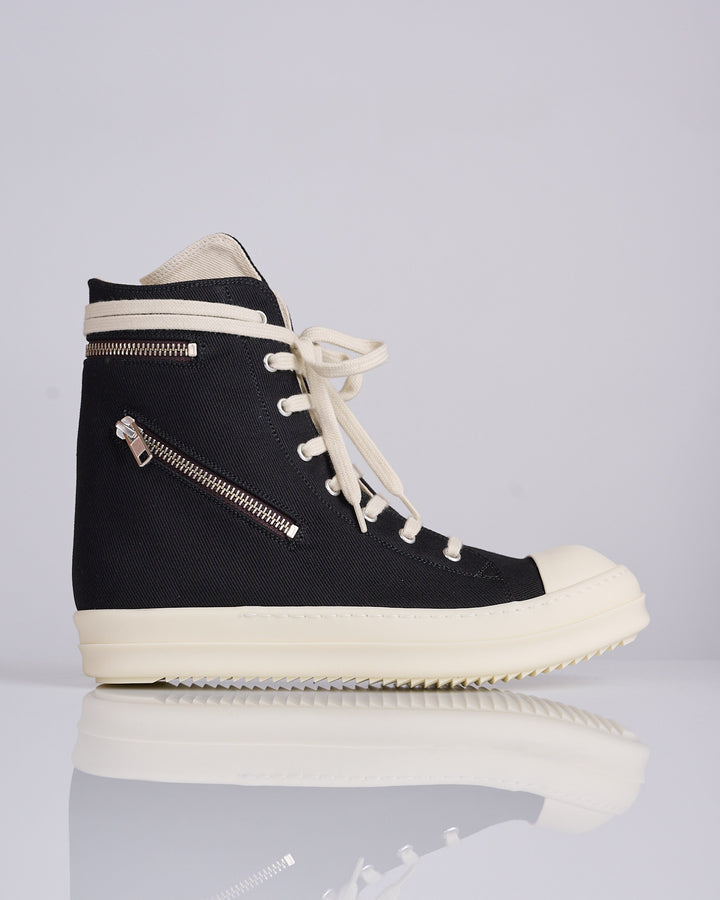 Rick Owens DRKSHDW Cargo Sneaks 13oz Overdye Denim Black Milk