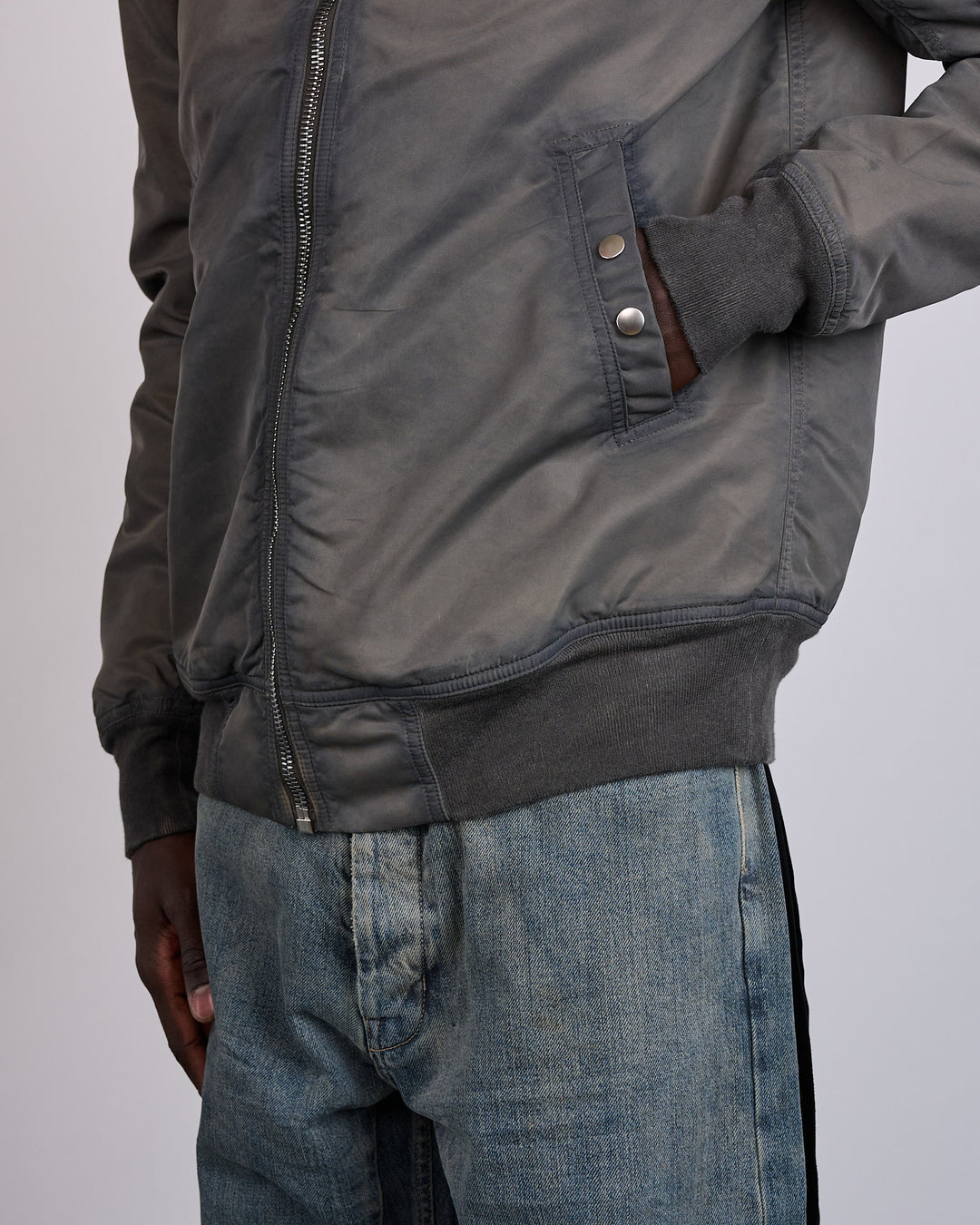Rick Owens DRKSHDW Classic Flight Jacket Washed Bomber Dark Dust