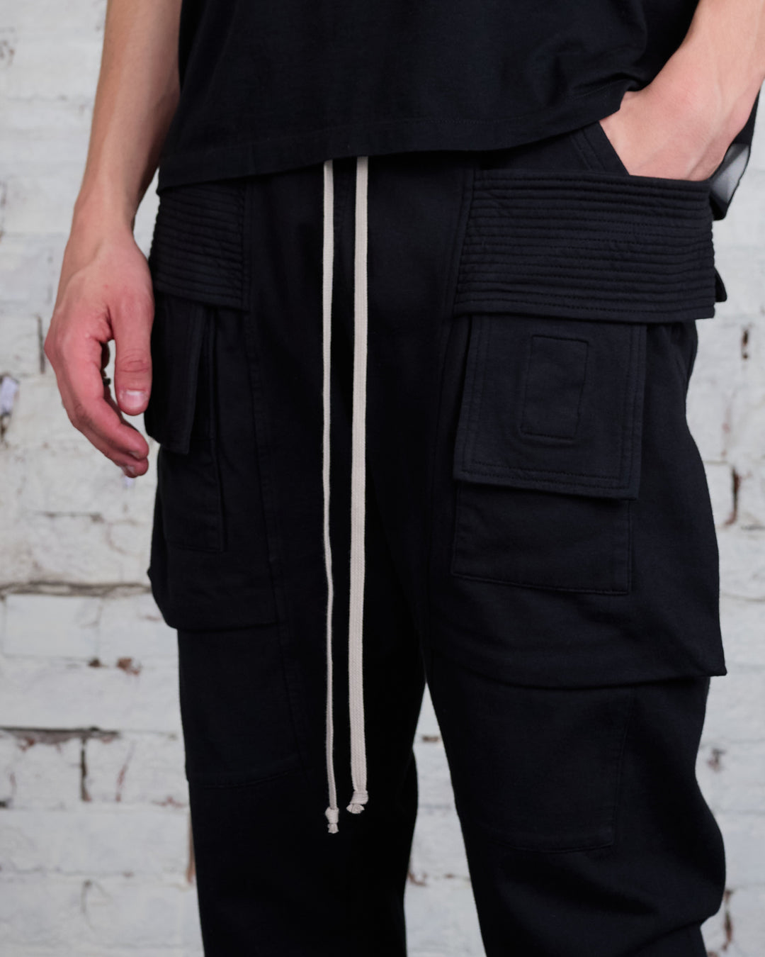 Rick Owens DRKSHDW Creatch Cargo Pant RIG Jersey Black