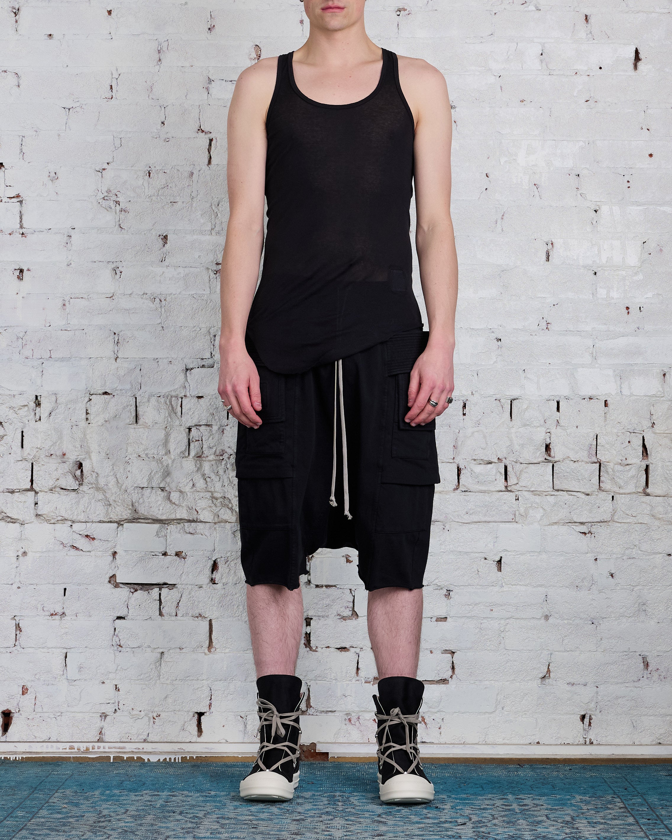 Rick Owens DRKSHDW Creatch Cargo Pod Short RIG Heavy Jersey Black