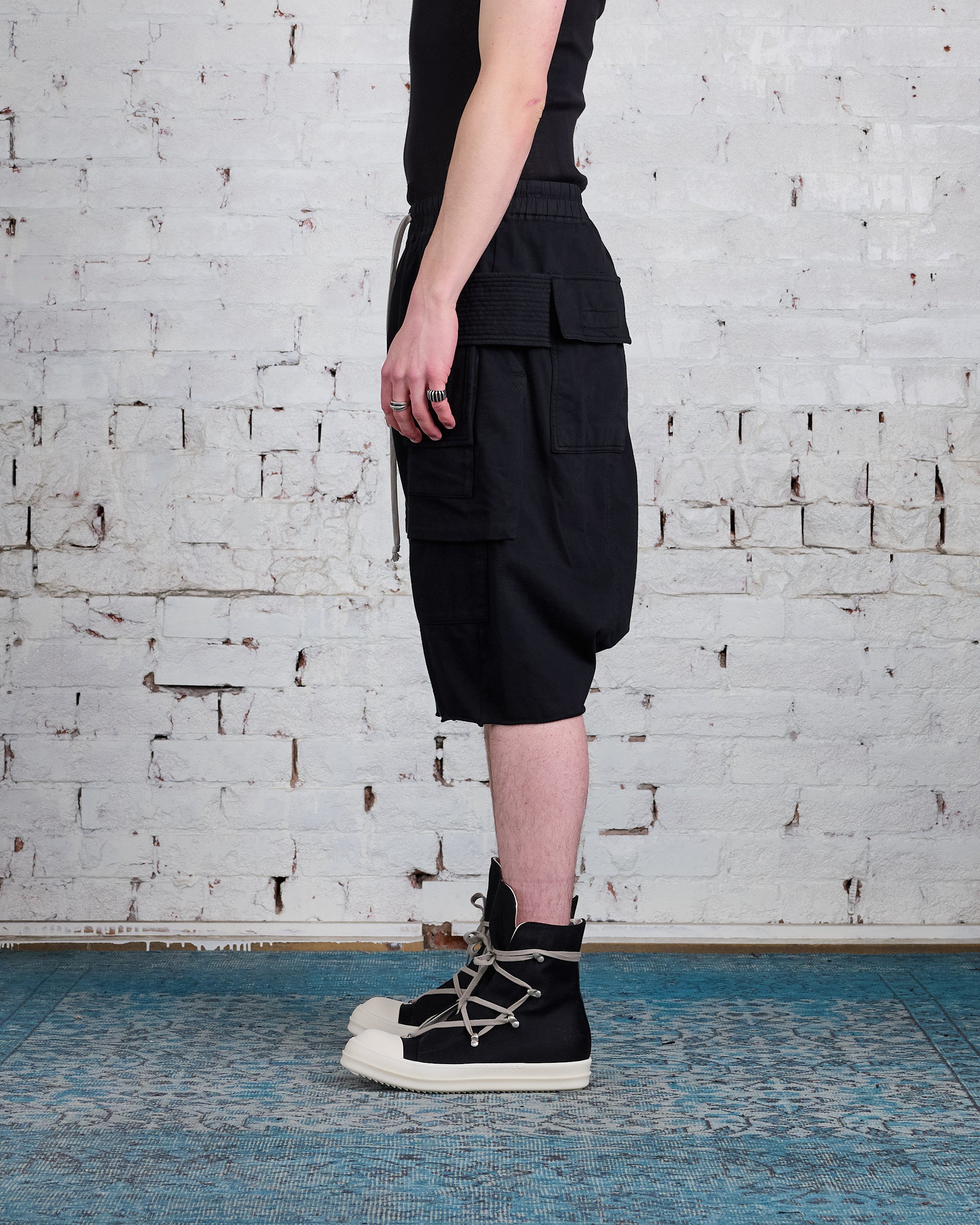 Rick Owens DRKSHDW Creatch Cargo Pod Short RIG Heavy Jersey Black