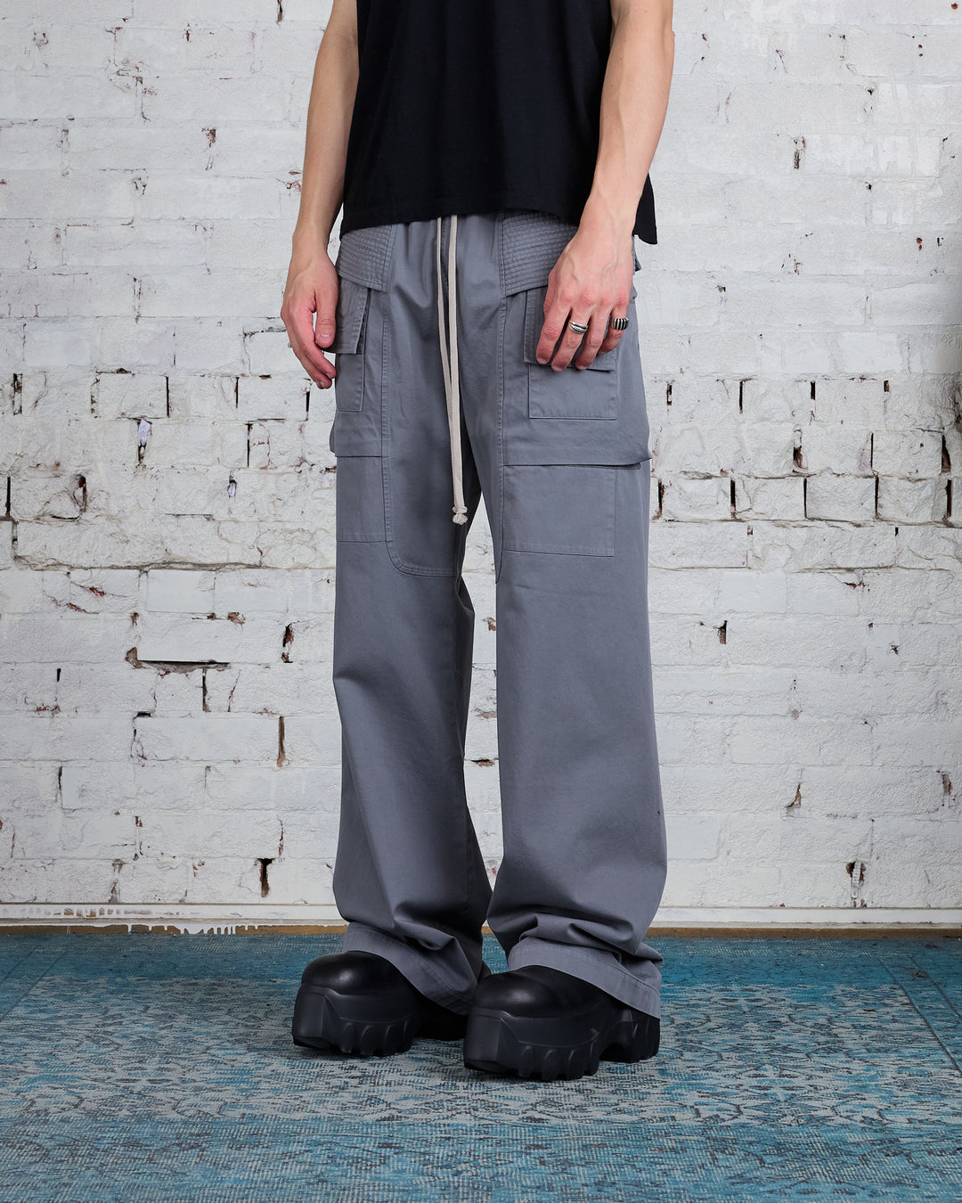 Rick Owens DRKSHDW Creatch Cargo Wide Pant Twill Stone