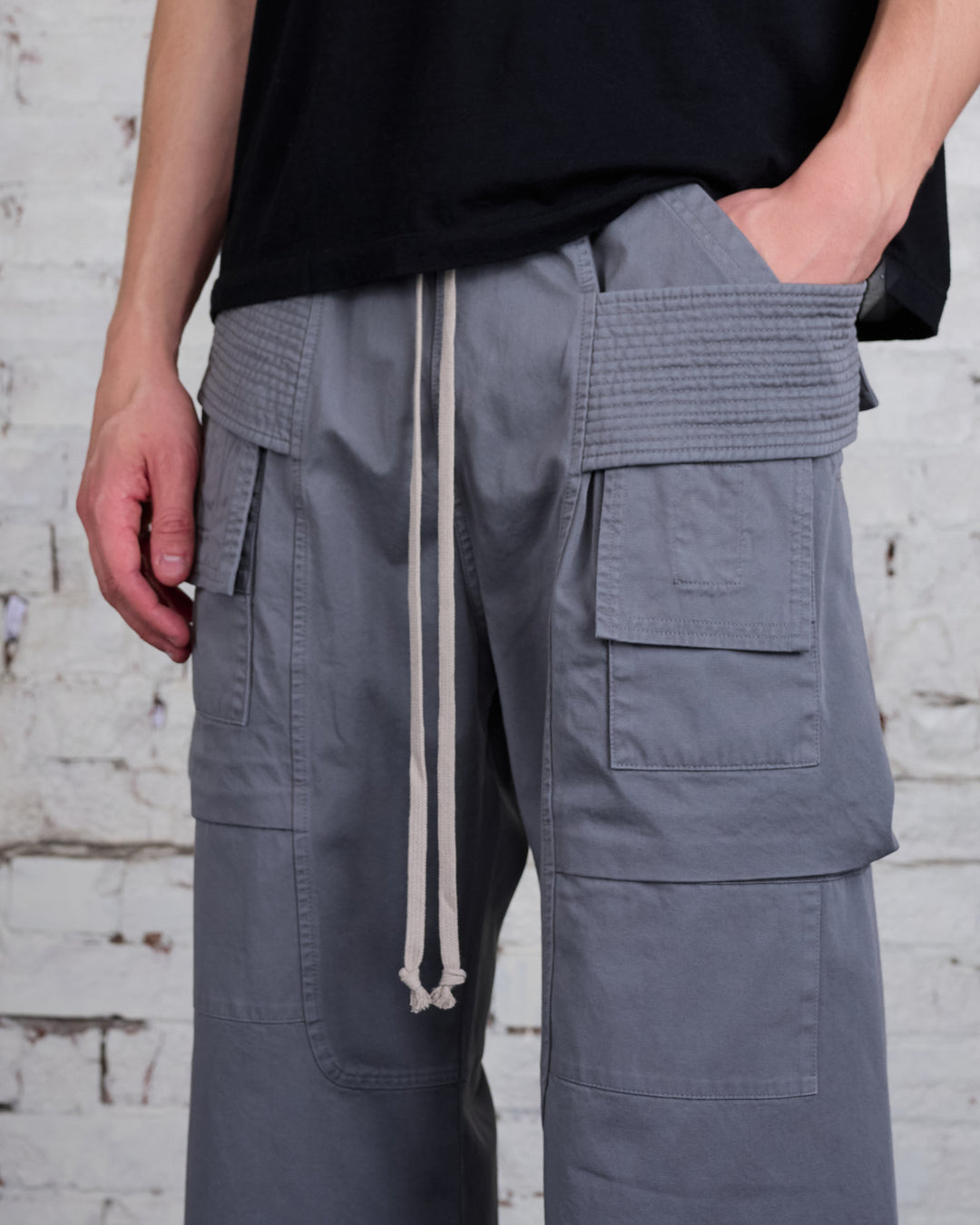 Rick Owens DRKSHDW Creatch Cargo Wide Pant Twill Stone