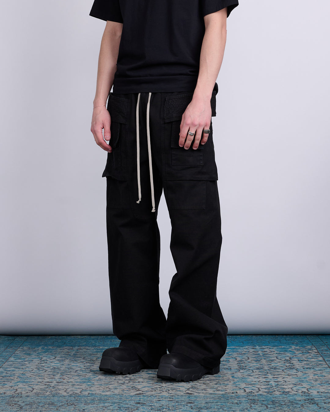 Rick Owens DRKSHDW Creatch Wide Cargo Cotton Canvas Black