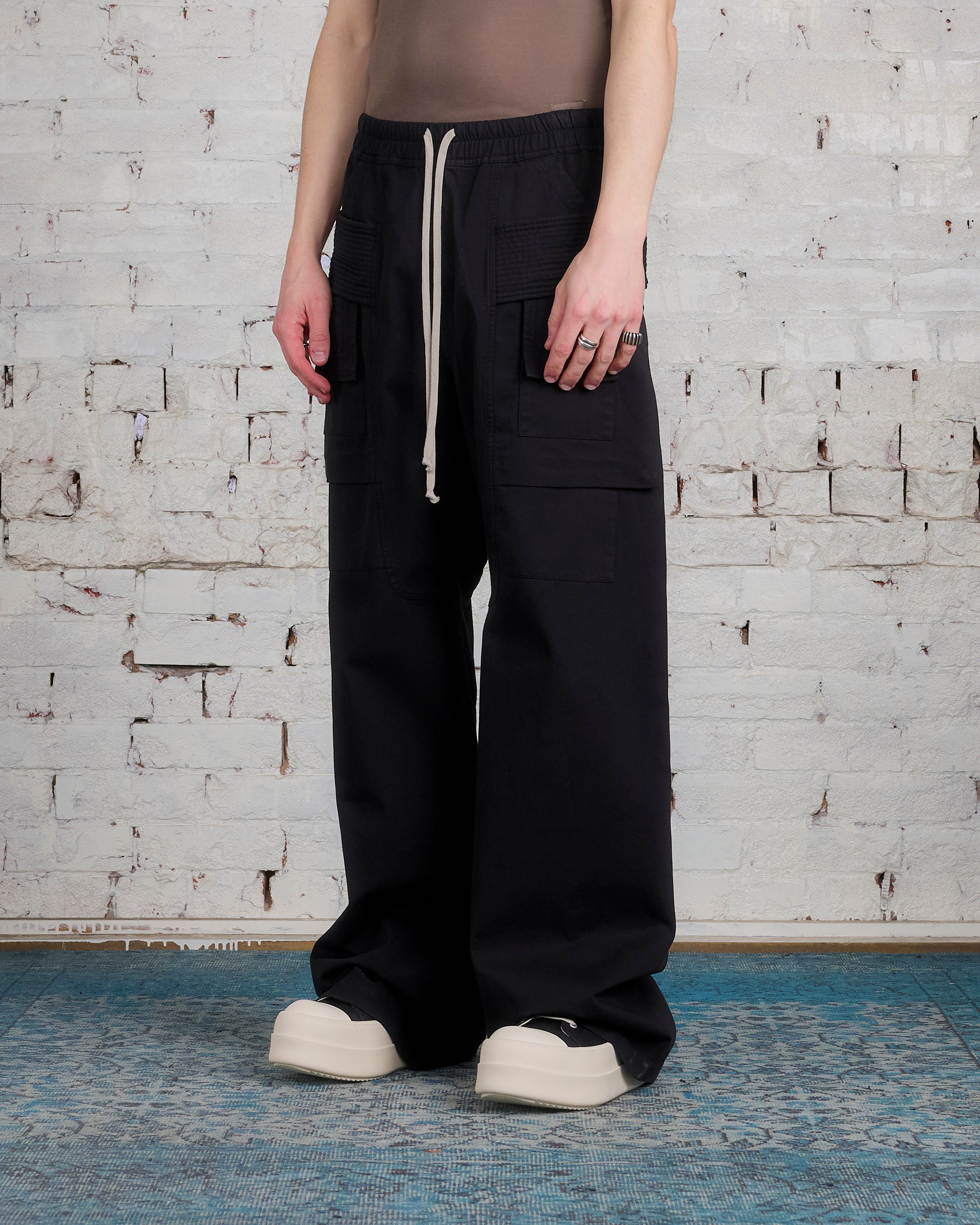 Rick Owens DRKSHDW Creatch Wide Cargo Pant Cotton Twill Black