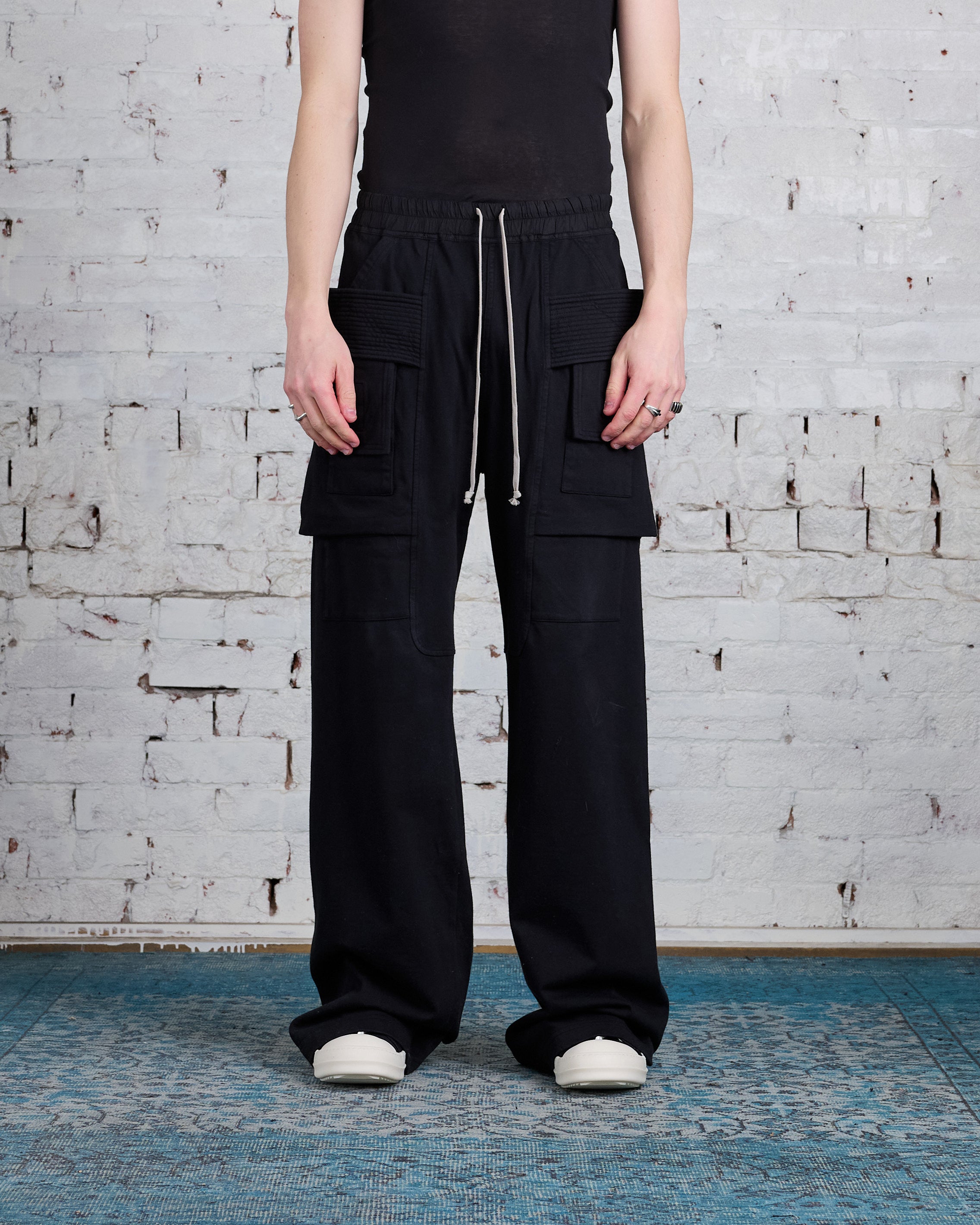 Rick Owens DRKSHDW Creatch Wide Cargo Pant RIG Heavy Jersey Black