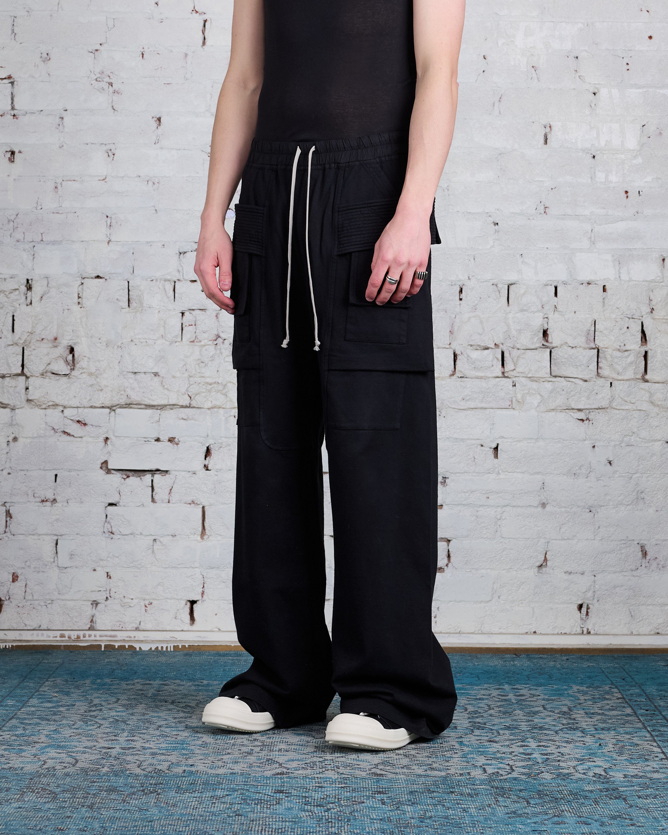 Rick Owens DRKSHDW Creatch Wide Cargo Pant RIG Heavy Jersey Black