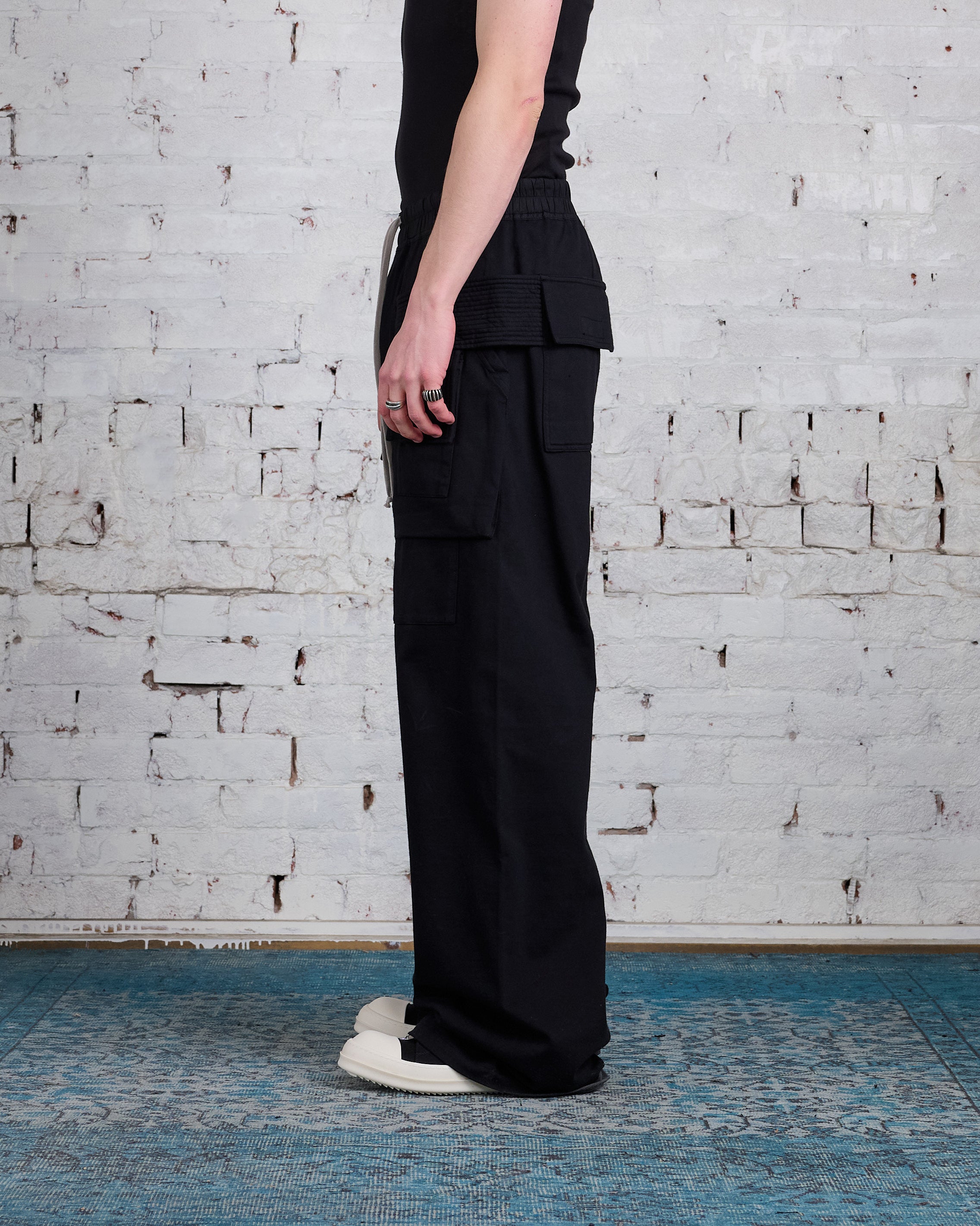 Rick Owens DRKSHDW Creatch Wide Cargo Pant RIG Heavy Jersey Black