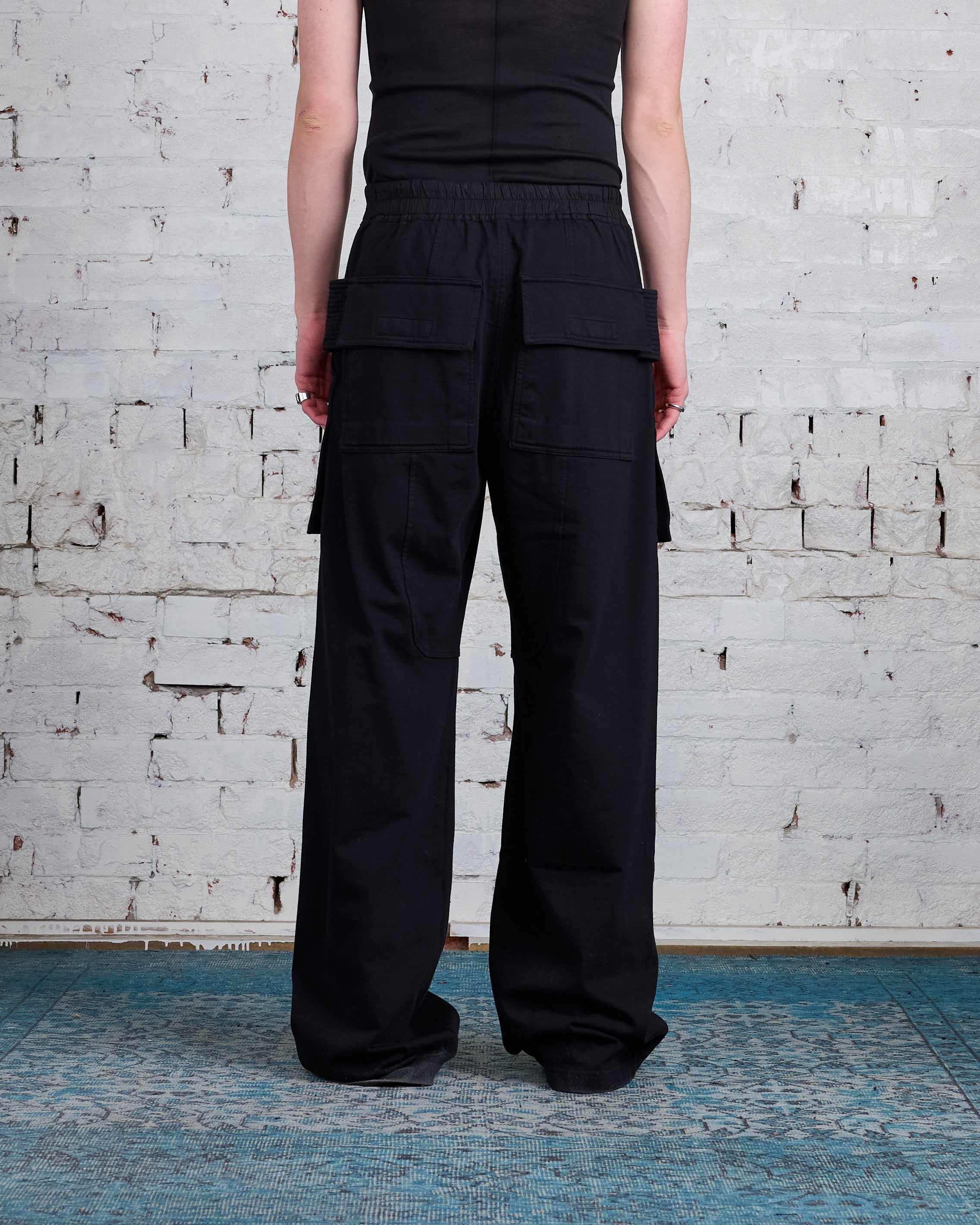 Rick Owens DRKSHDW Creatch Wide Cargo Pant RIG Heavy Jersey Black