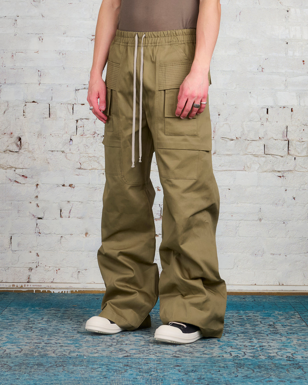 Rick Owens DRKSHDW Creatch Wide Cargo Pant Twill Pale Green