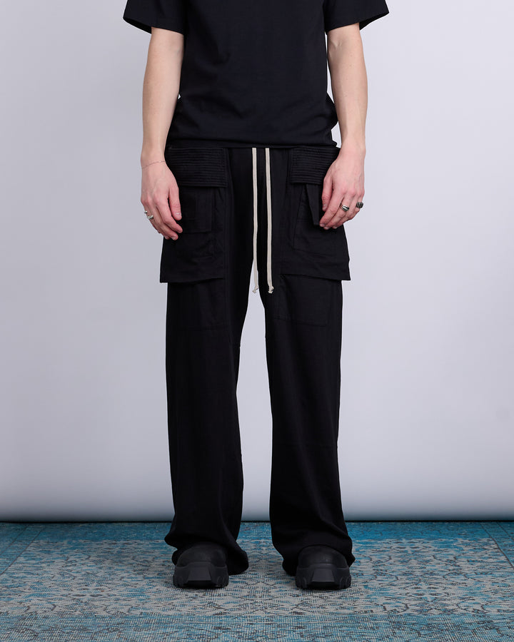 Rick Owens DRKSHDW Creatch Wide Jersey Cargo Pant RN Black