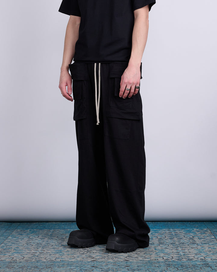 Rick Owens DRKSHDW Creatch Wide Jersey Cargo Pant RN Black