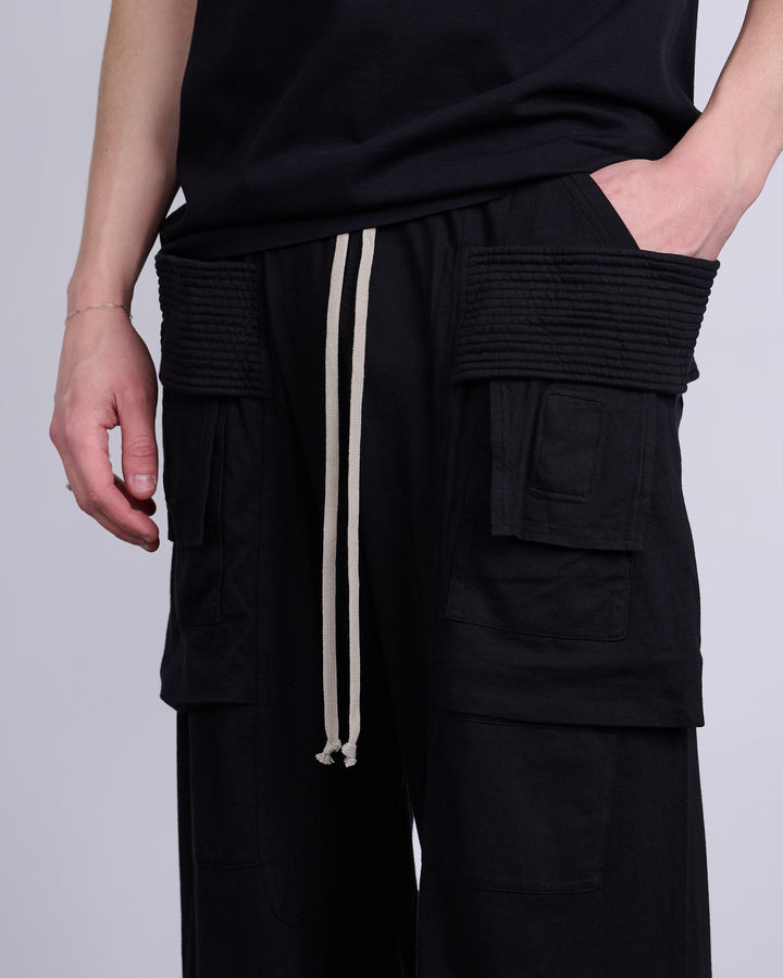 Rick Owens DRKSHDW Creatch Wide Jersey Cargo Pant RN Black