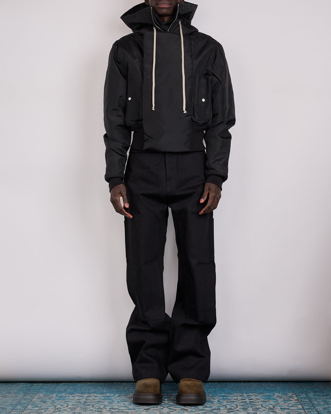 Rick Owens DRKSHDW Cropped Alice Nylon Canvas Parka Black