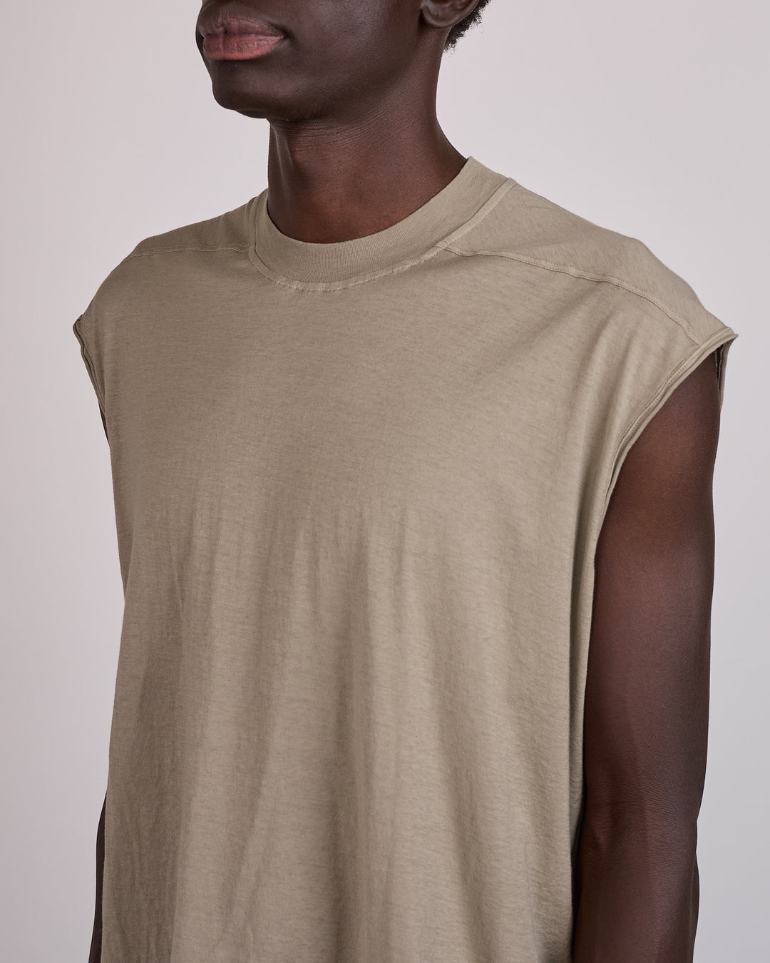 Rick Owens DRKSHDW Cropped Tarp T-Shirt Cotton Gauze Mineral
