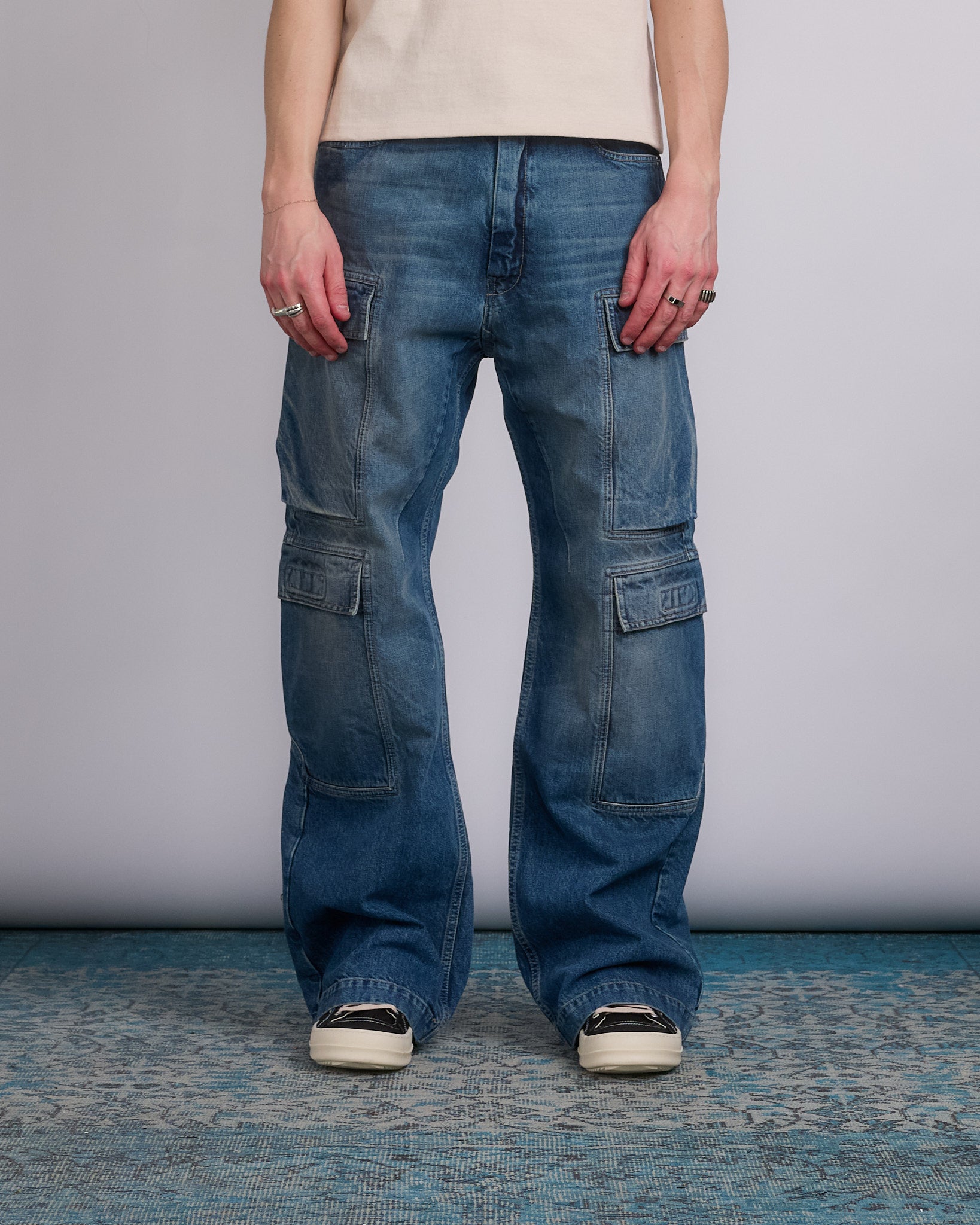 Rick Owens DRKSHDW Double Cargo Jean 13oz Denim Washed Indigo