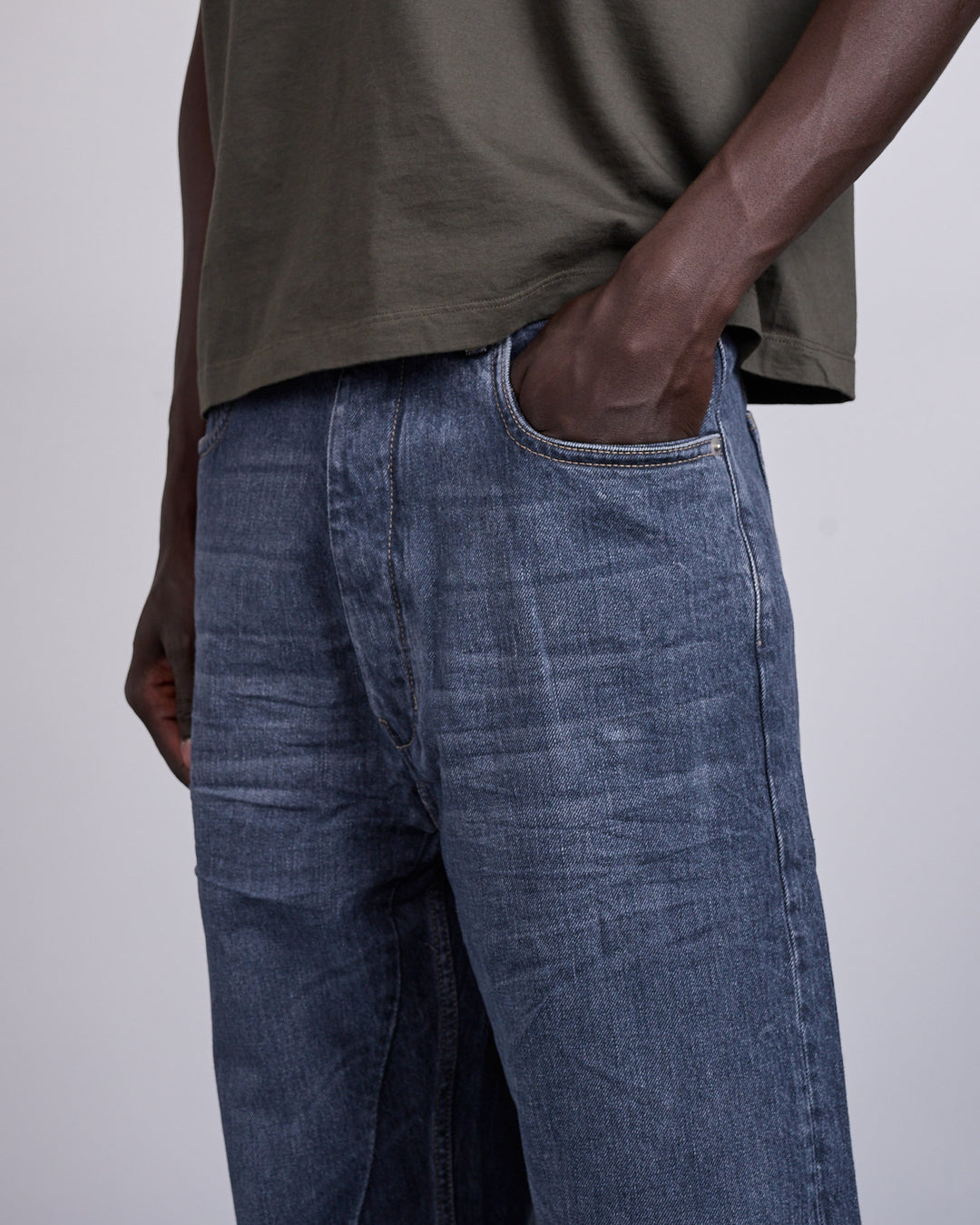 Rick Owens DRKSHDW Geth 13oz Jean Stone Wash Grey