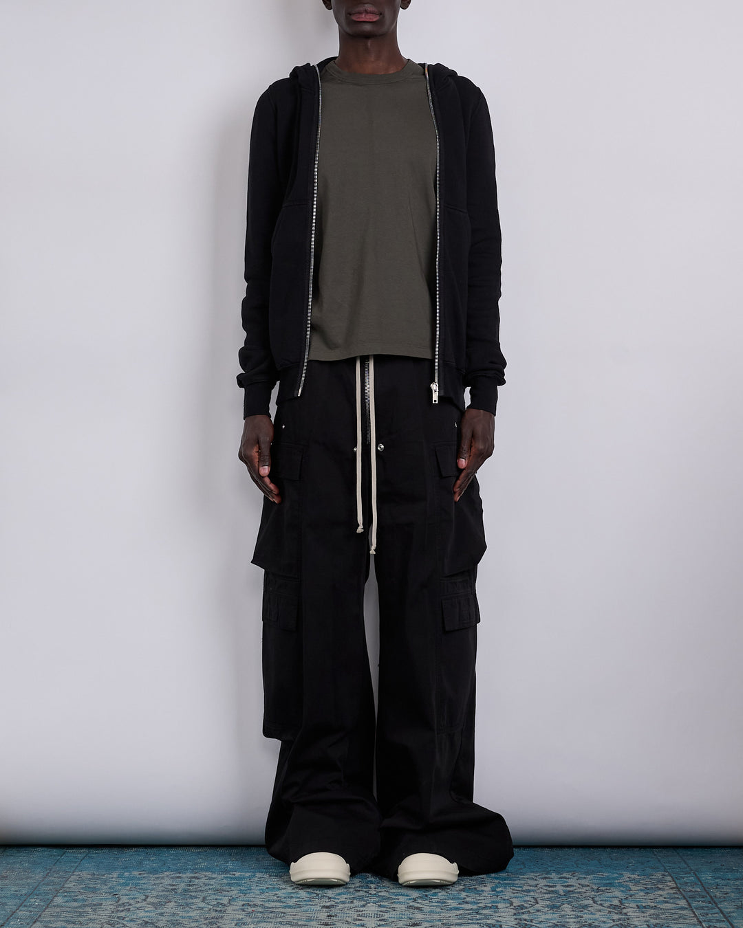 Rick Owens DRKSHDW Gimp Zip Hood Slub Felpa Black