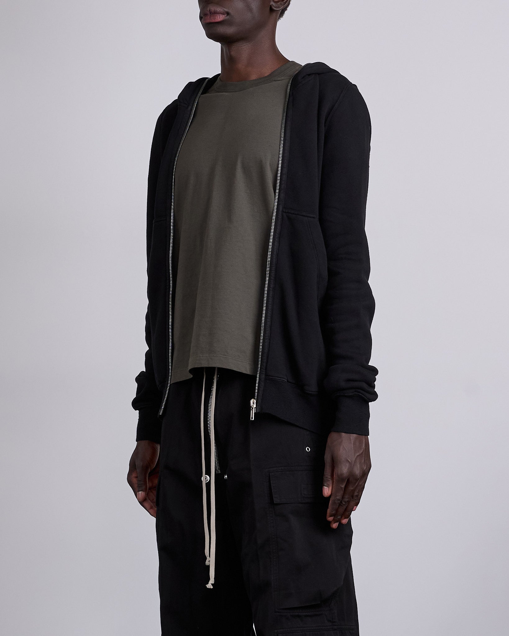 Rick Owens ジップフーディ Rick Owens zip-up Cotton Hoodie | Black | FARFETCH CA