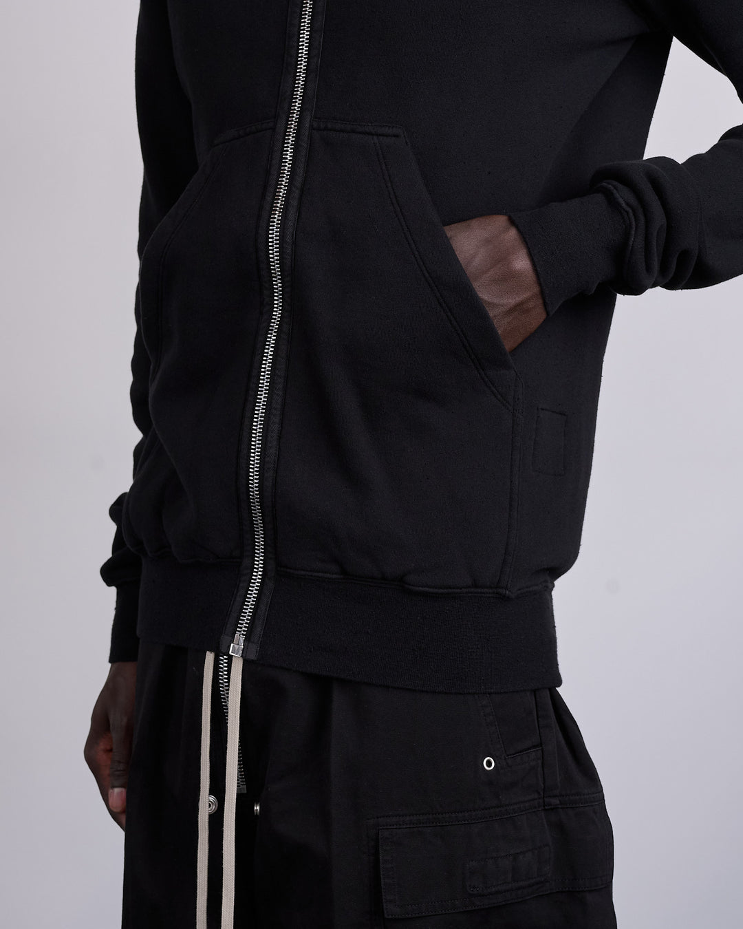 Rick Owens DRKSHDW Gimp Zip Hood Slub Felpa Black