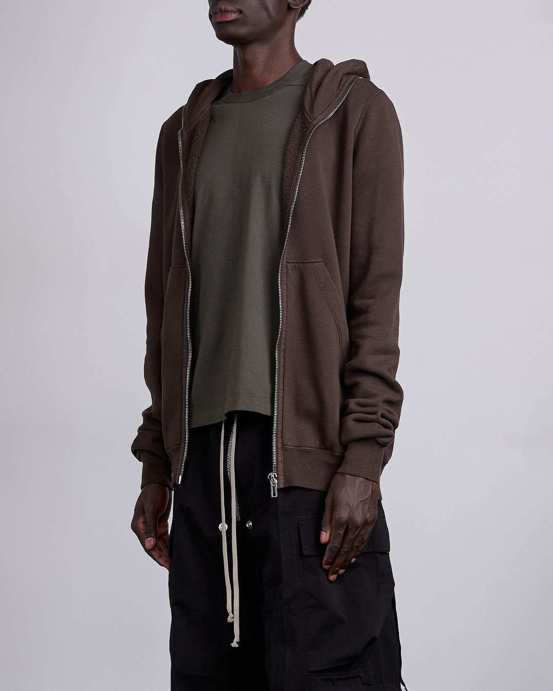 Rick Owens DRKSHDW Gimp Zip Hood Slub Felpa Dark Dust