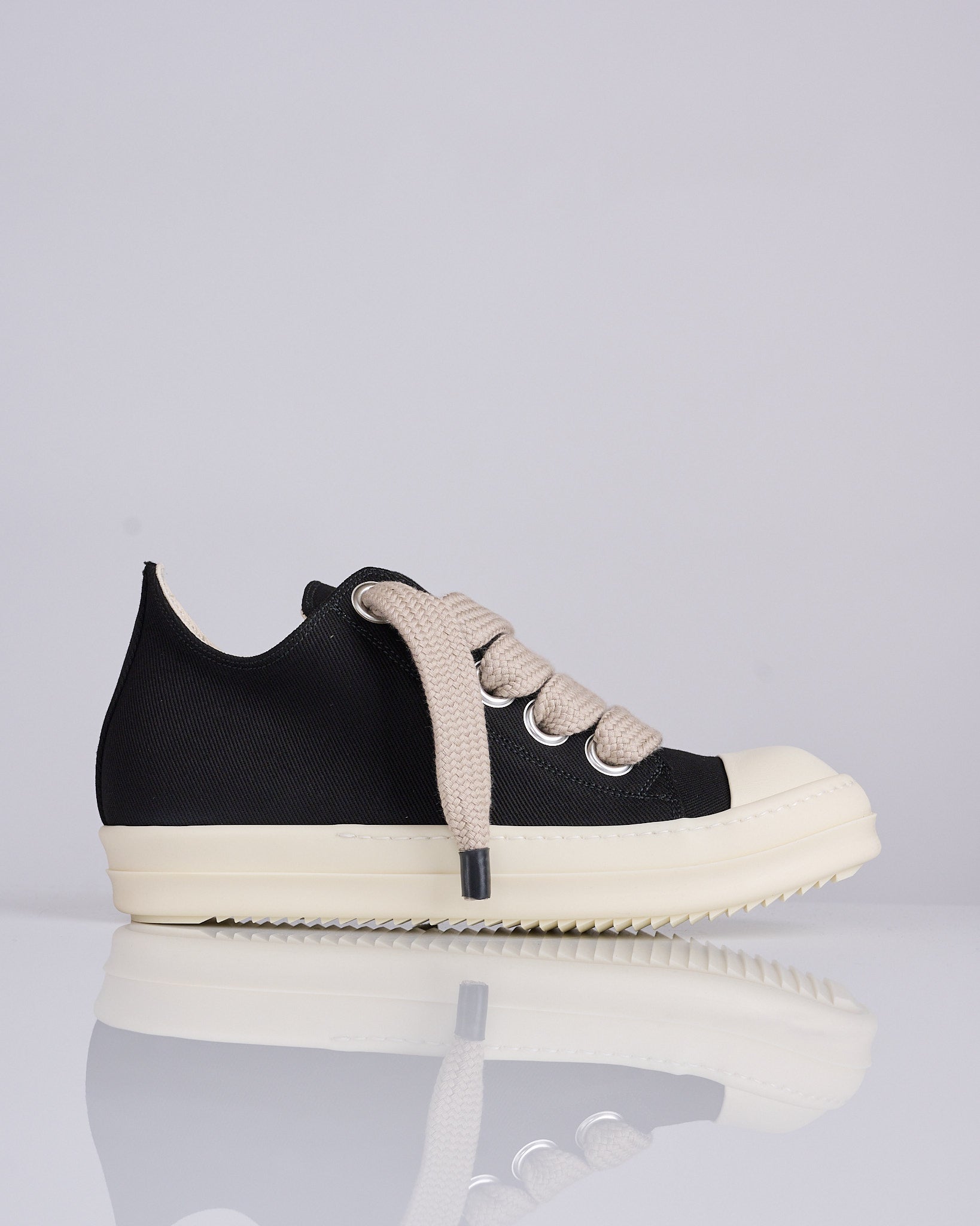 Rick Owens DRKSHDW Jumbolace Low Sneaks 13oz Overdye Denim Black