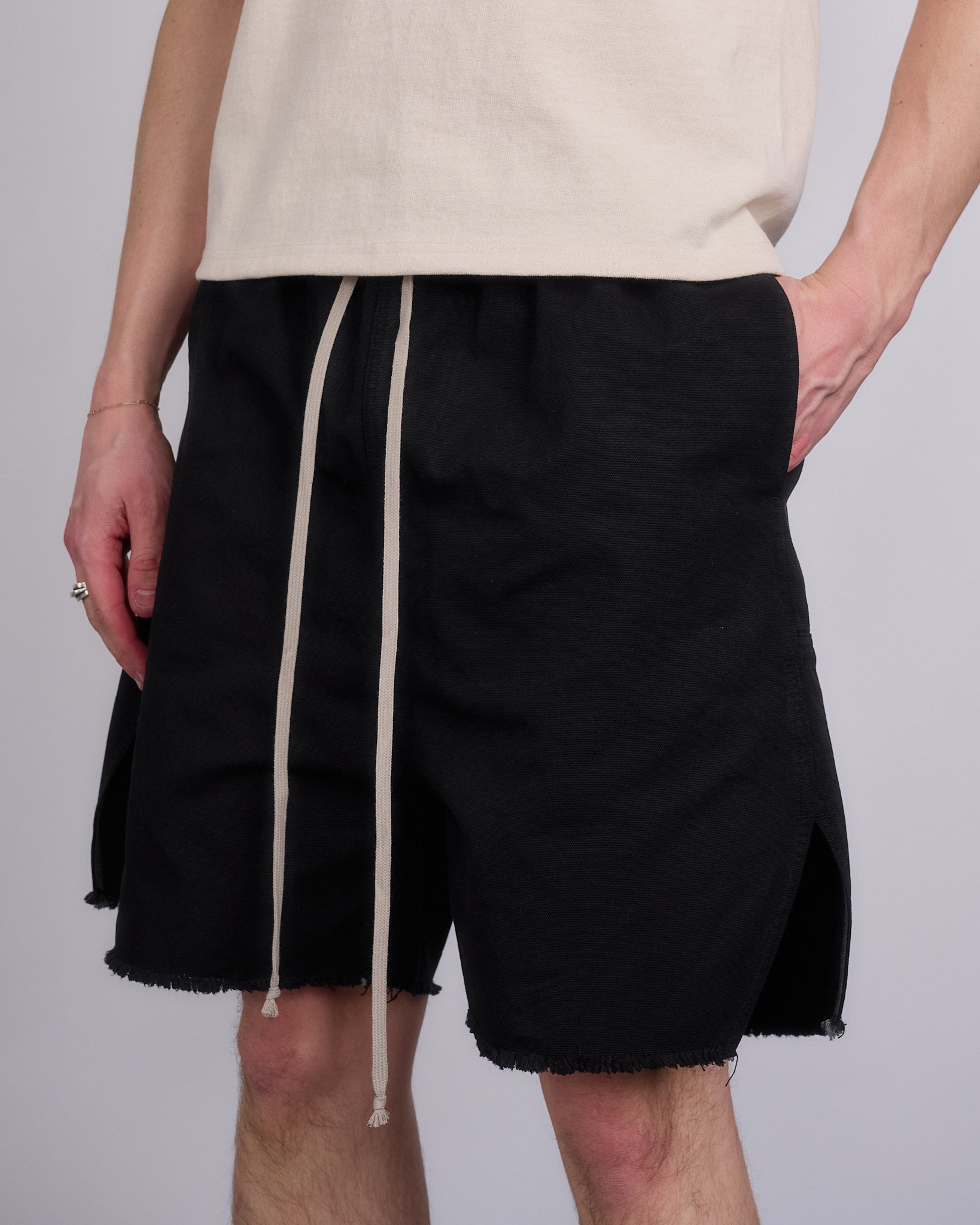 Rick Owens DRKSHDW Long Boxer Butt Zip Short Cotton Canvas