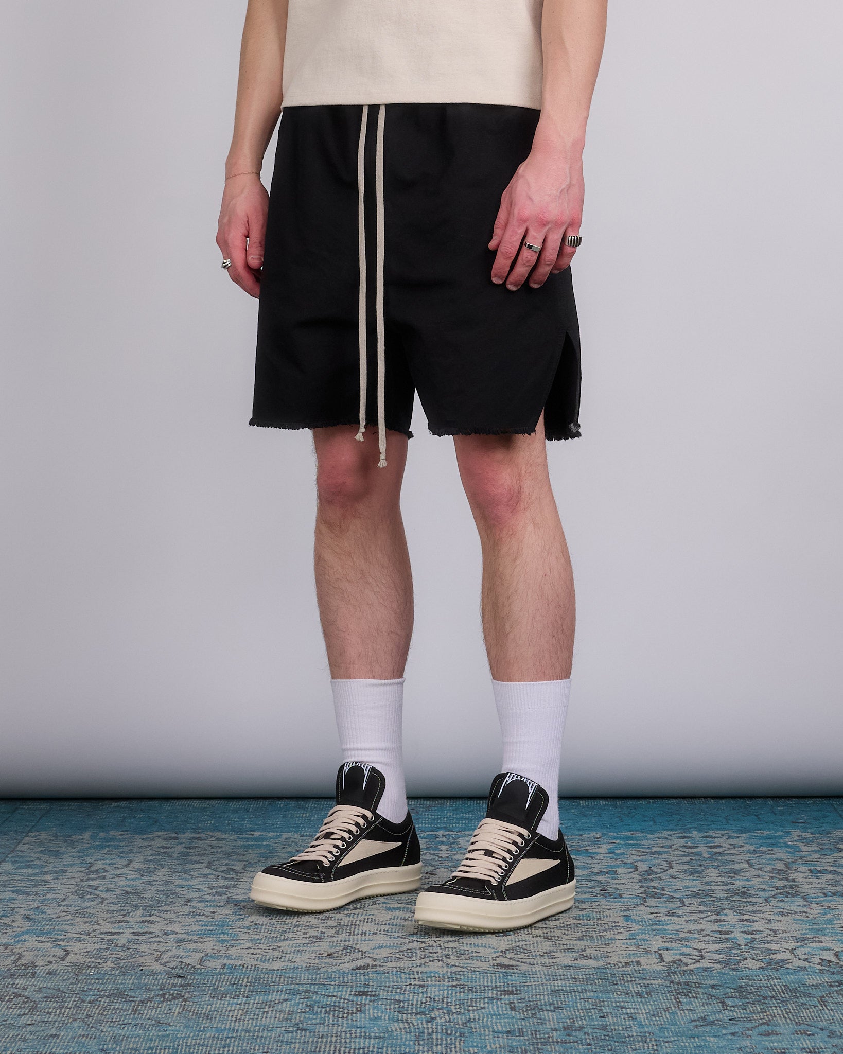 Rick Owens DRKSHDW Long Boxer Butt Zip Short Cotton Canvas Black