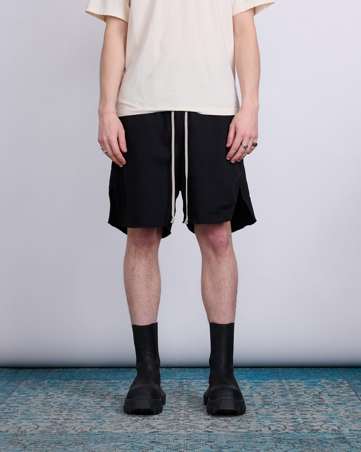 Rick Owens DRKSHDW Long Boxer Butt Zip Short Felpa Fleece Black